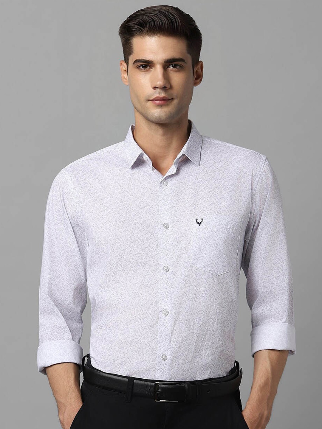 

Allen Solly Slim Fit Micro Ditsy Printed Spread Collar Cotton Formal Shirt, White