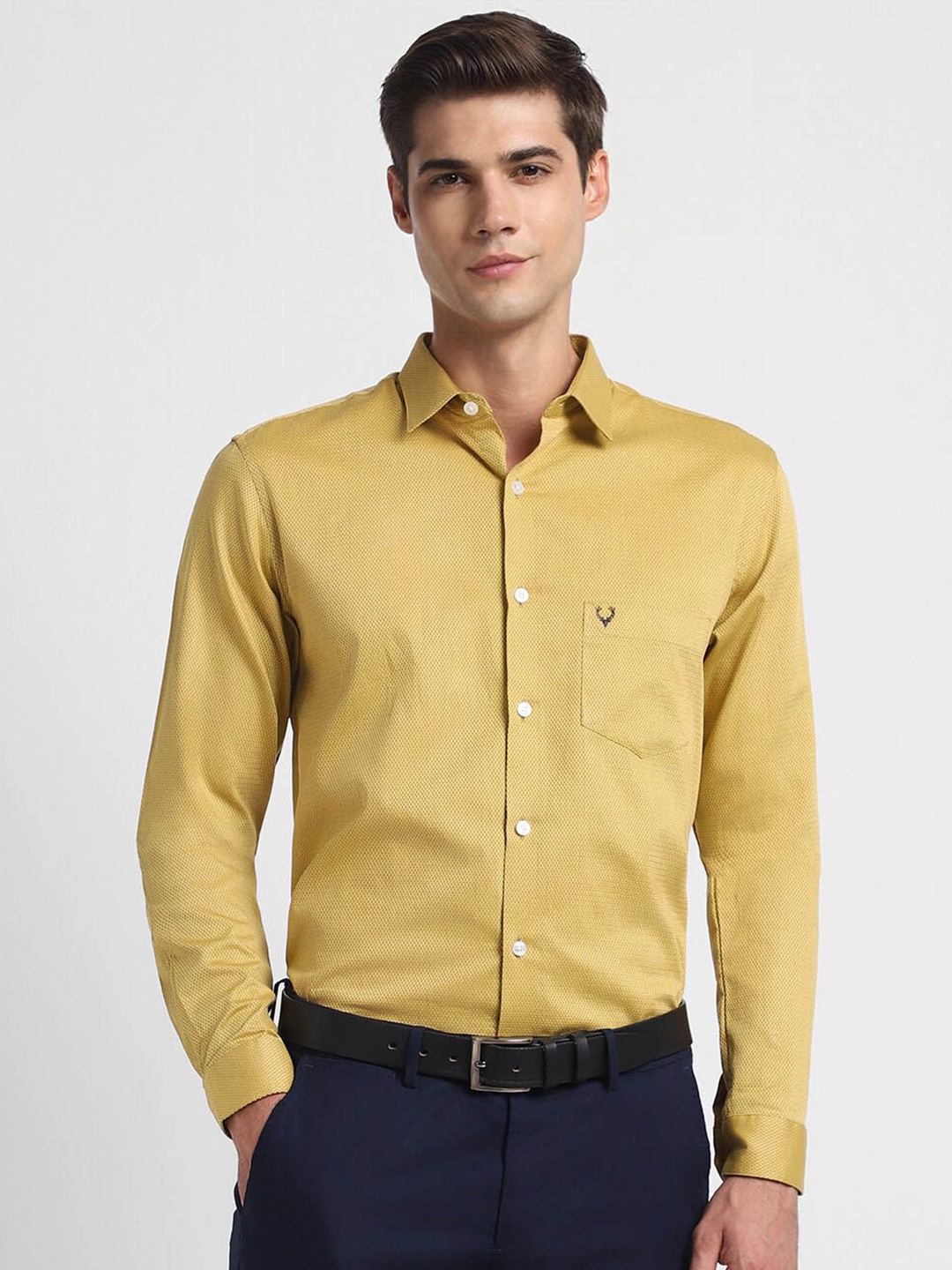 

Allen Solly Slim Fit Micro Ditsy Printed Spread Collar Cotton Formal Shirt, Yellow