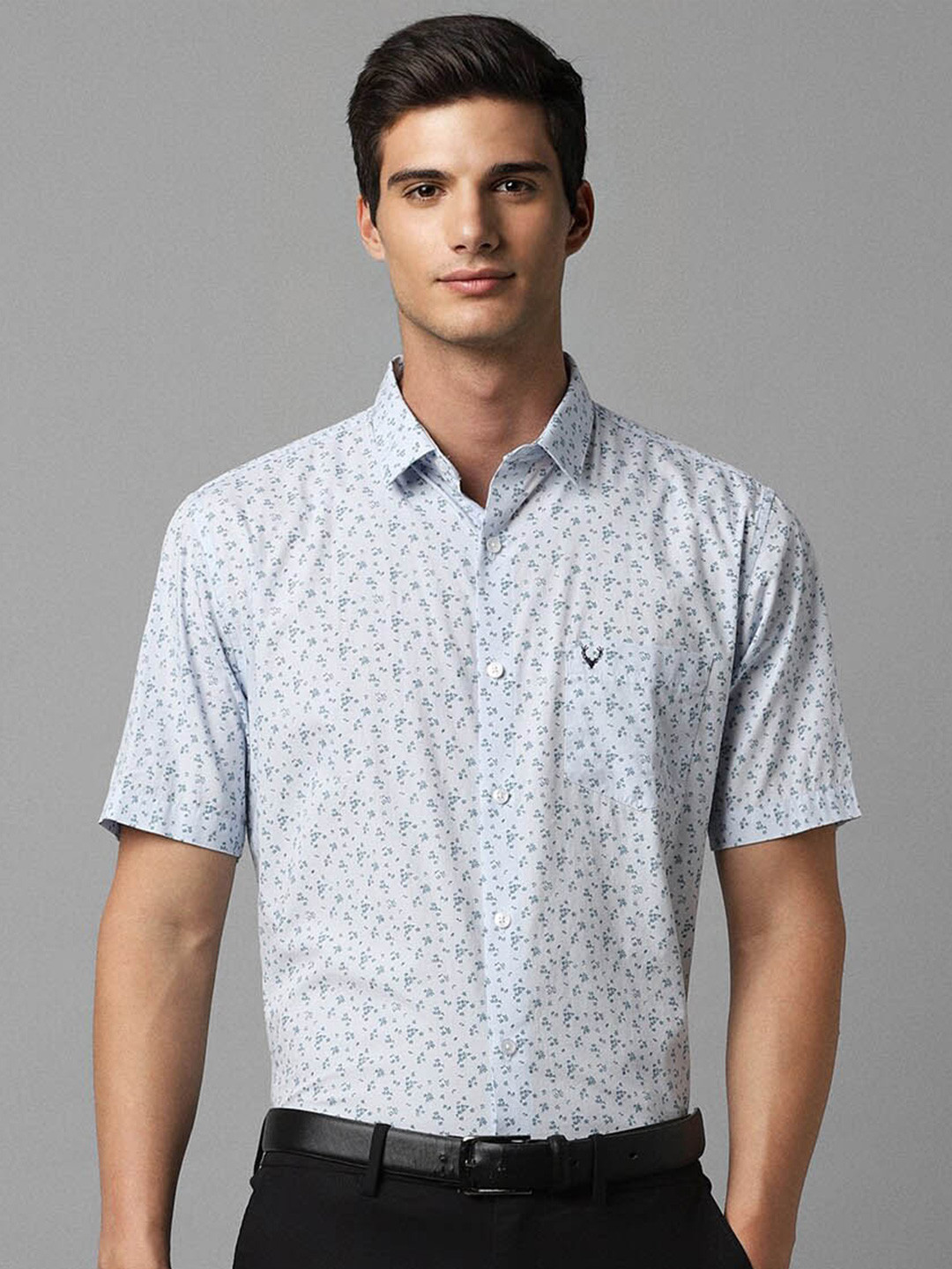 

Allen Solly Slim Fit Floral Printed Pure Cotton Formal Shirt, Blue