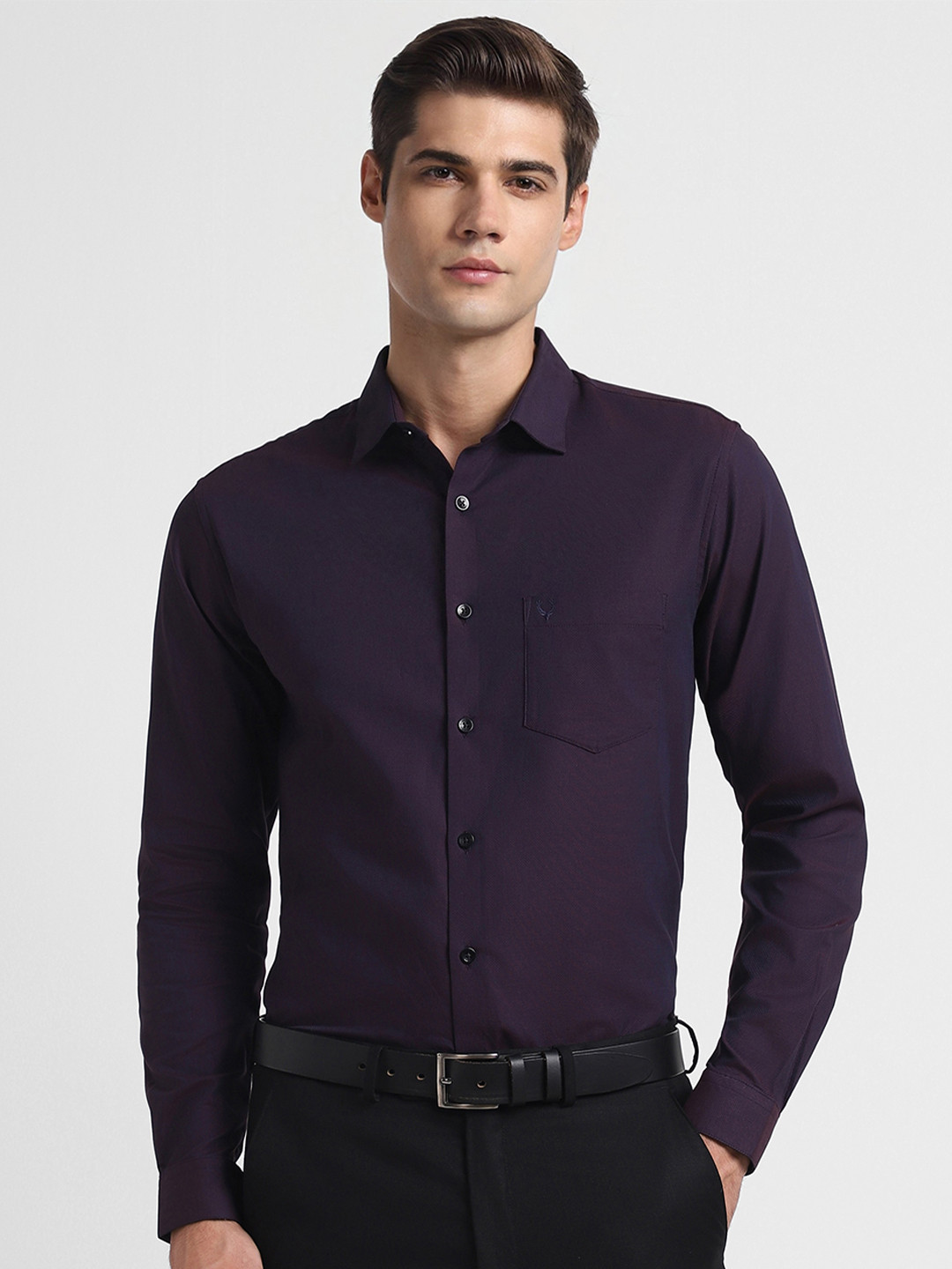 

Allen Solly Men Purple Slim Fit Opaque Formal Shirt