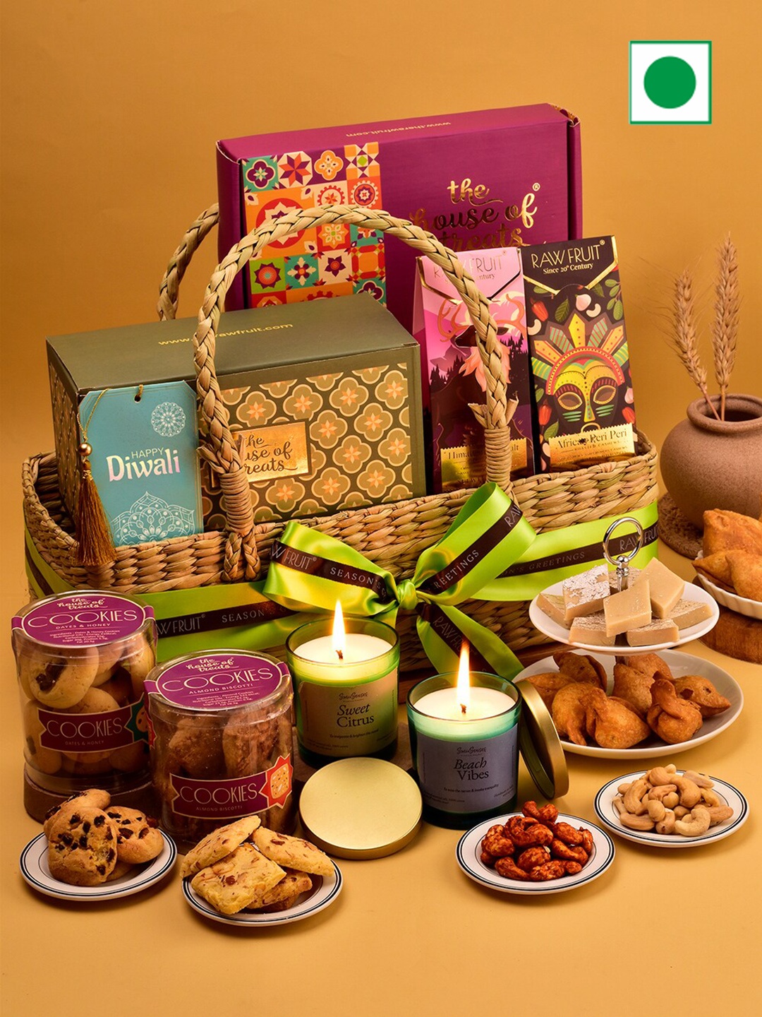 

RawFruit Diwali Hamper Savor and Sweetness, Brown