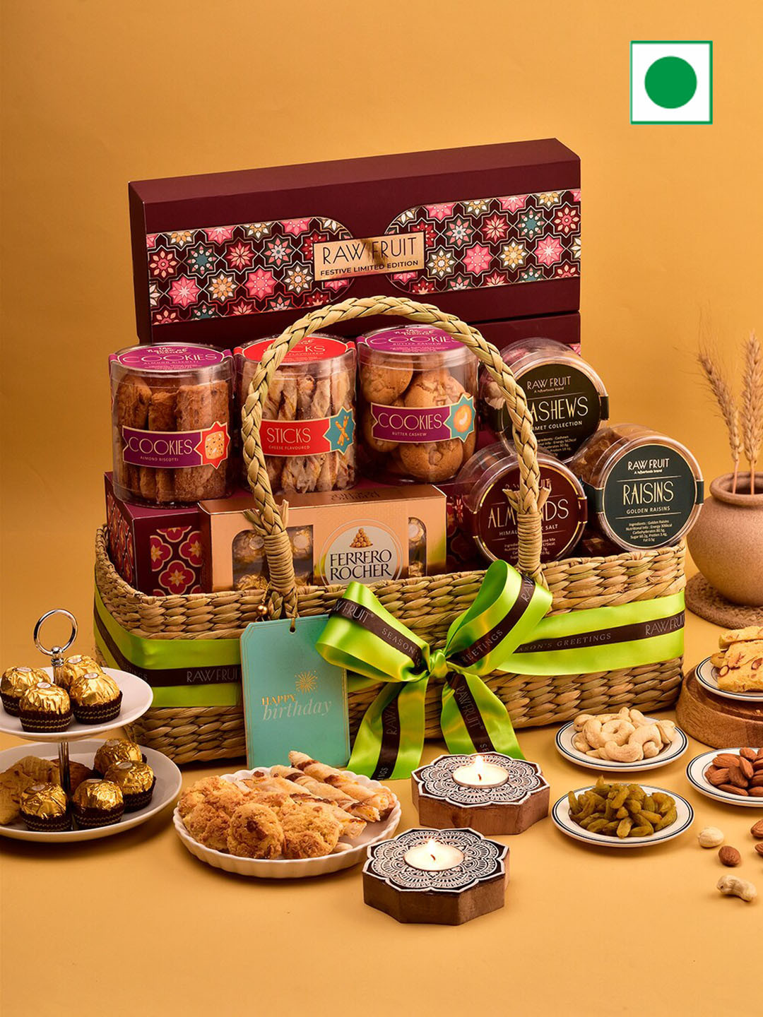 

RawFruit Diwali Hamper Candlelit Bliss, Red
