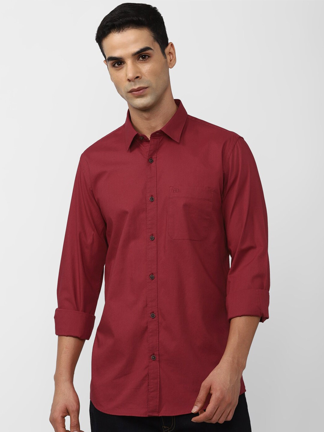 

Peter England Casuals Slim Fit Opaque Cotton Casual Shirt, Maroon