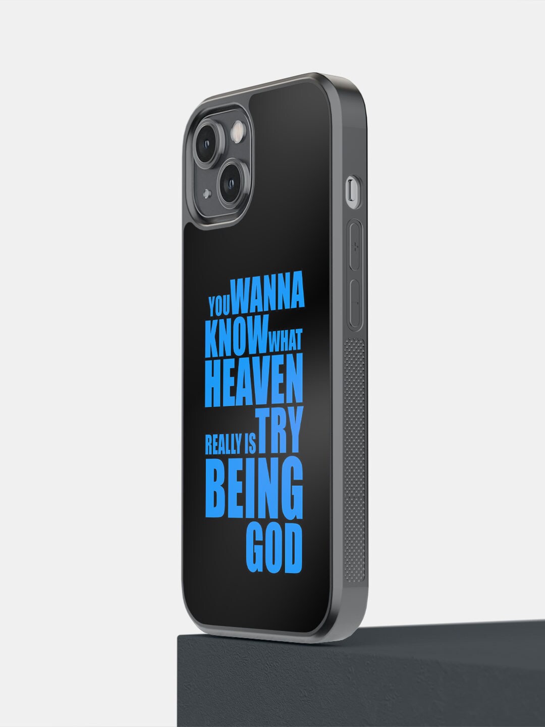 

macmerise Printed Try Being God iPhone 14 Phone Bumper Case, Black