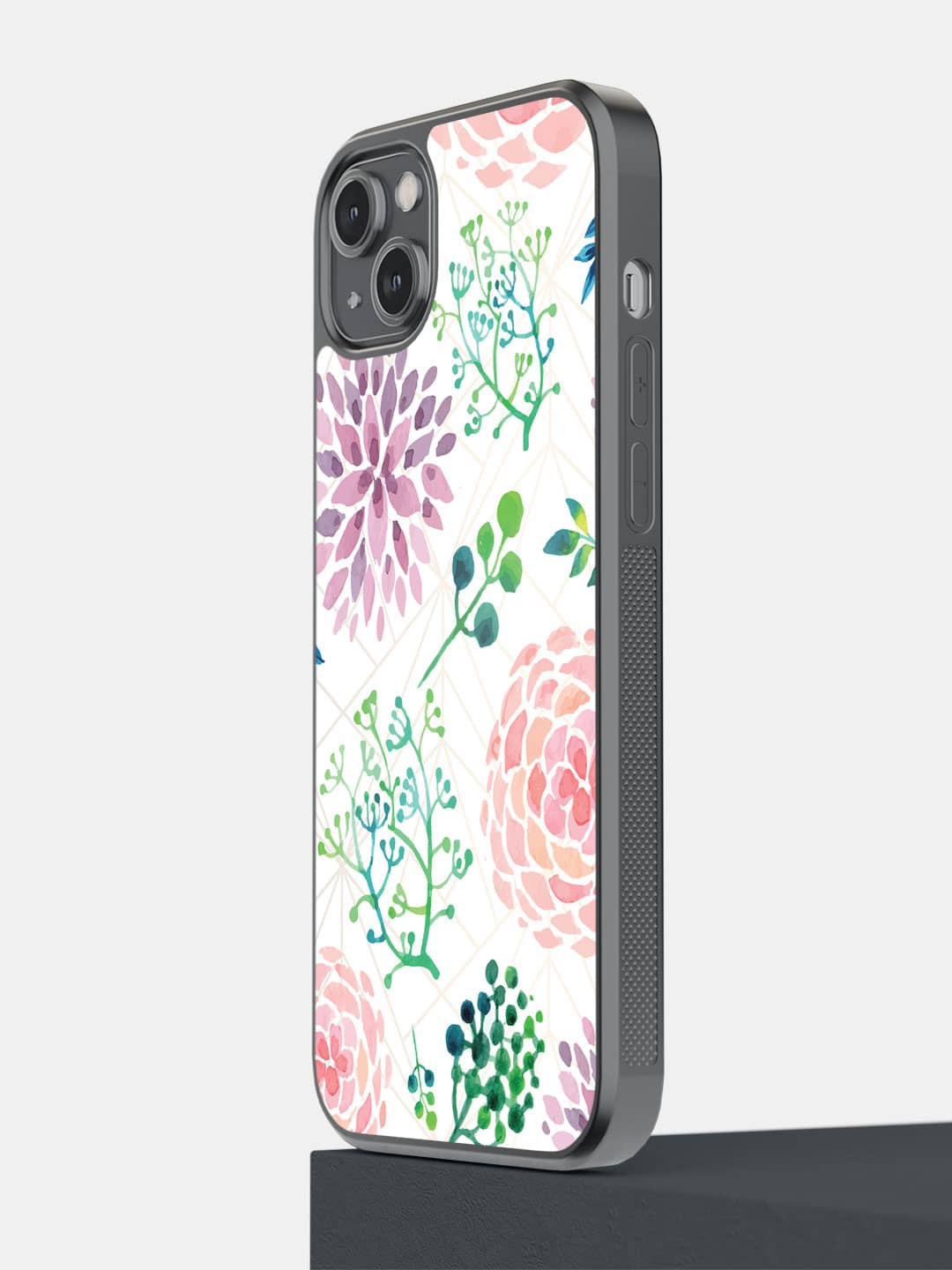 

macmerise Ferns & Flowers Printed iPhone 14 Plus Bumper Case Cover, White