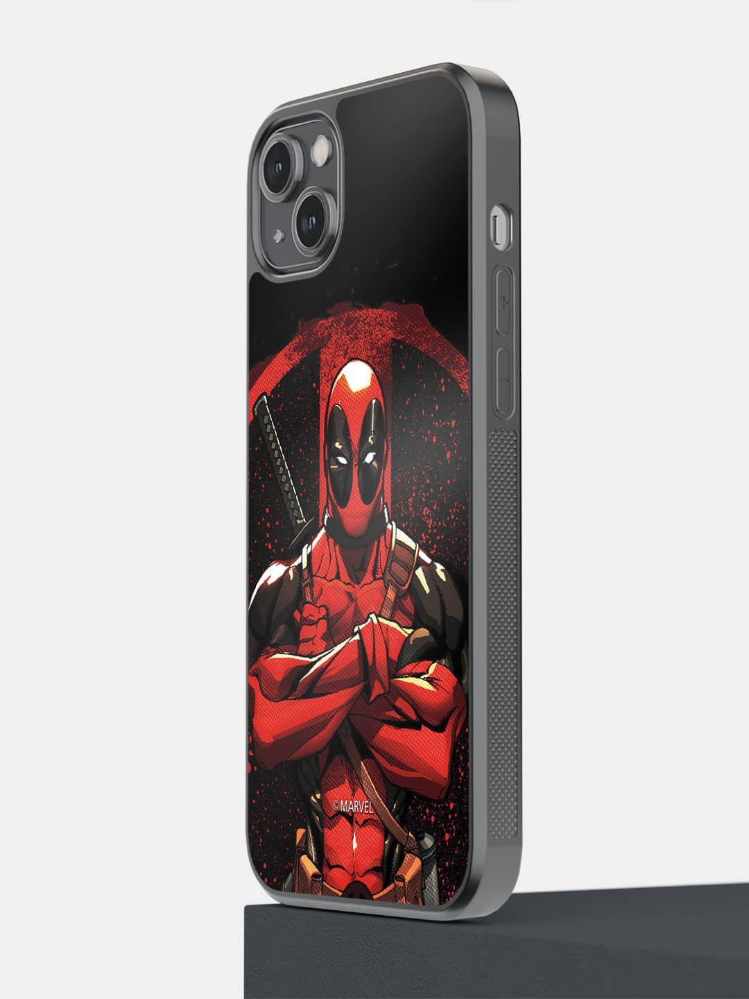 

macmerise Printed Deadpool Stance iPhone 14 Plus Phone Bumper Case Cover, Black