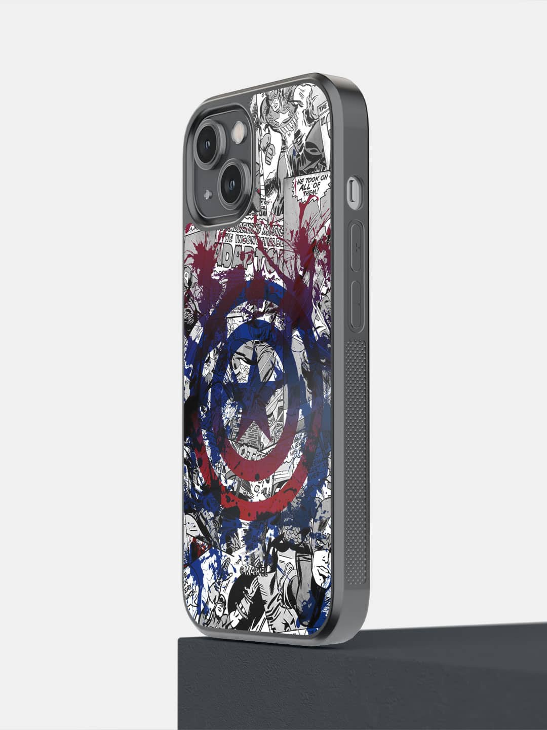 

macmerise Captain America Printed iPhone 14 Bumper Case Cover, Navy blue