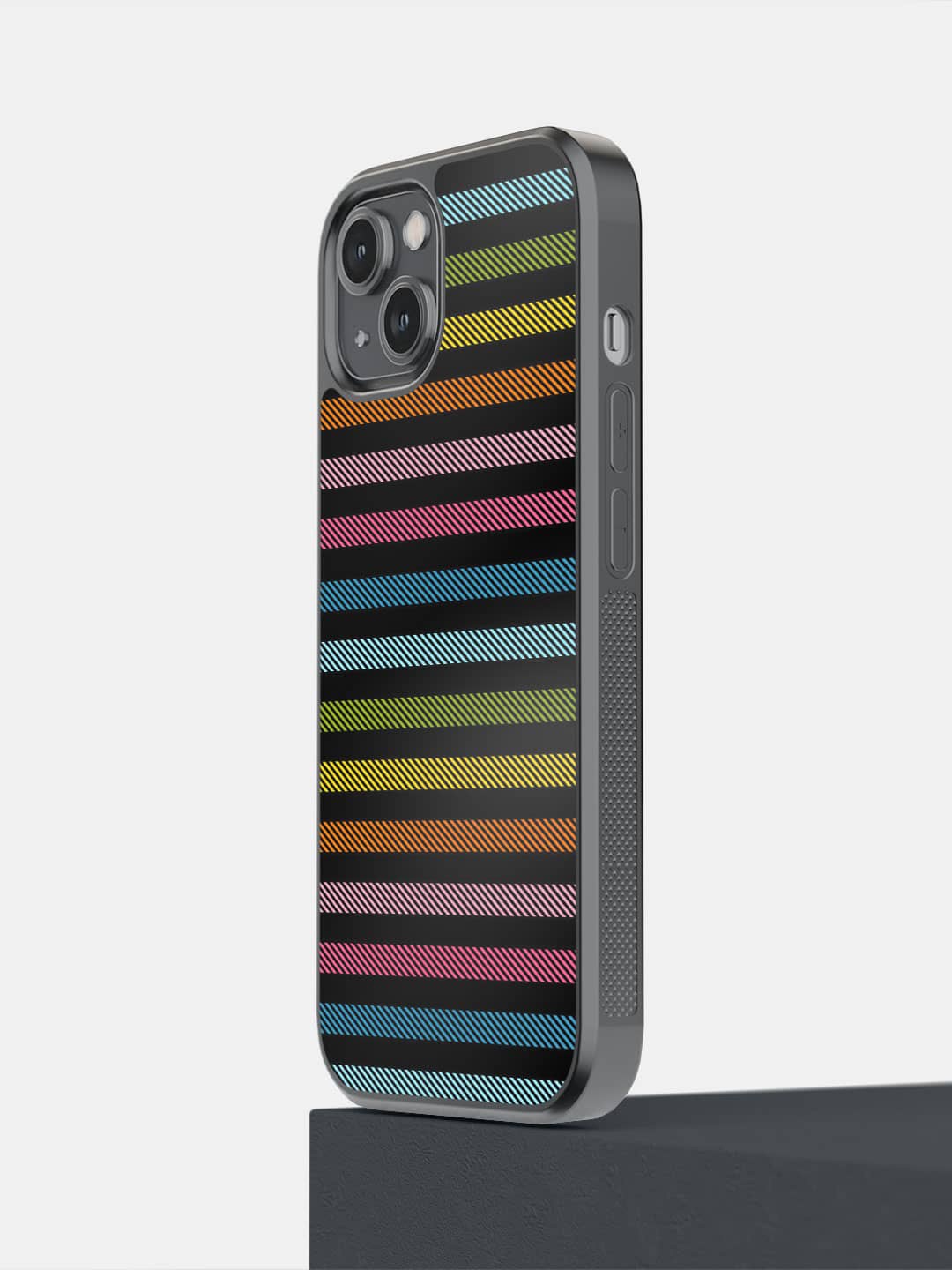 

Macmerise Striped iPhone 14 Plus Bumper Phone Back Case, Black