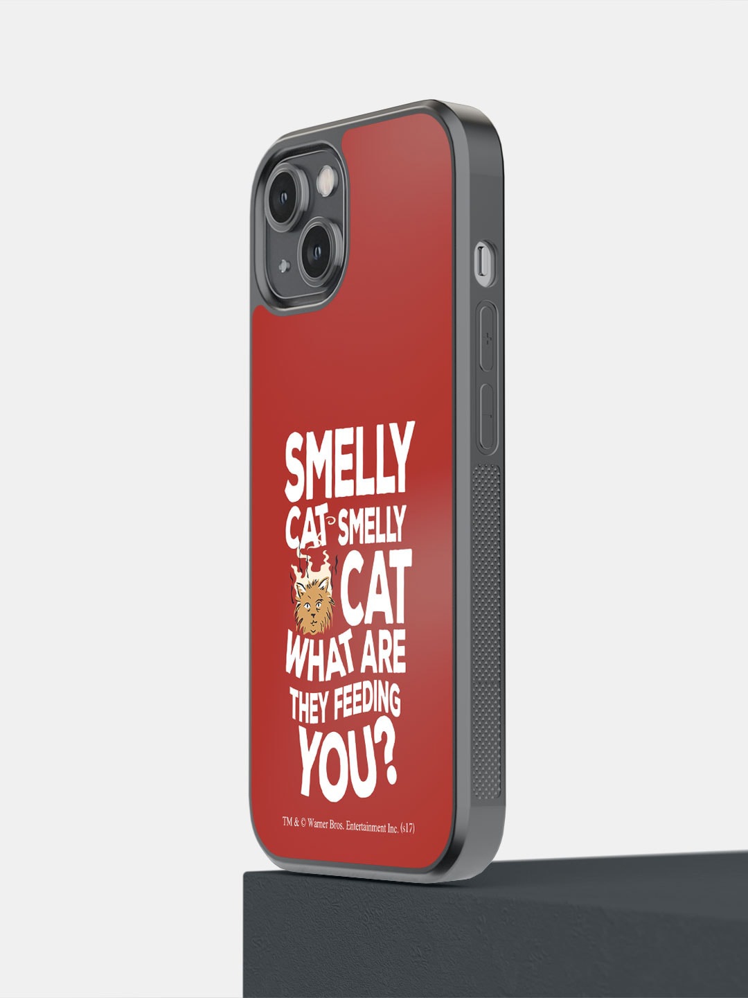 

macmerise Smelly Cat Printed iPhone 14 Bumper Case Cover, Red