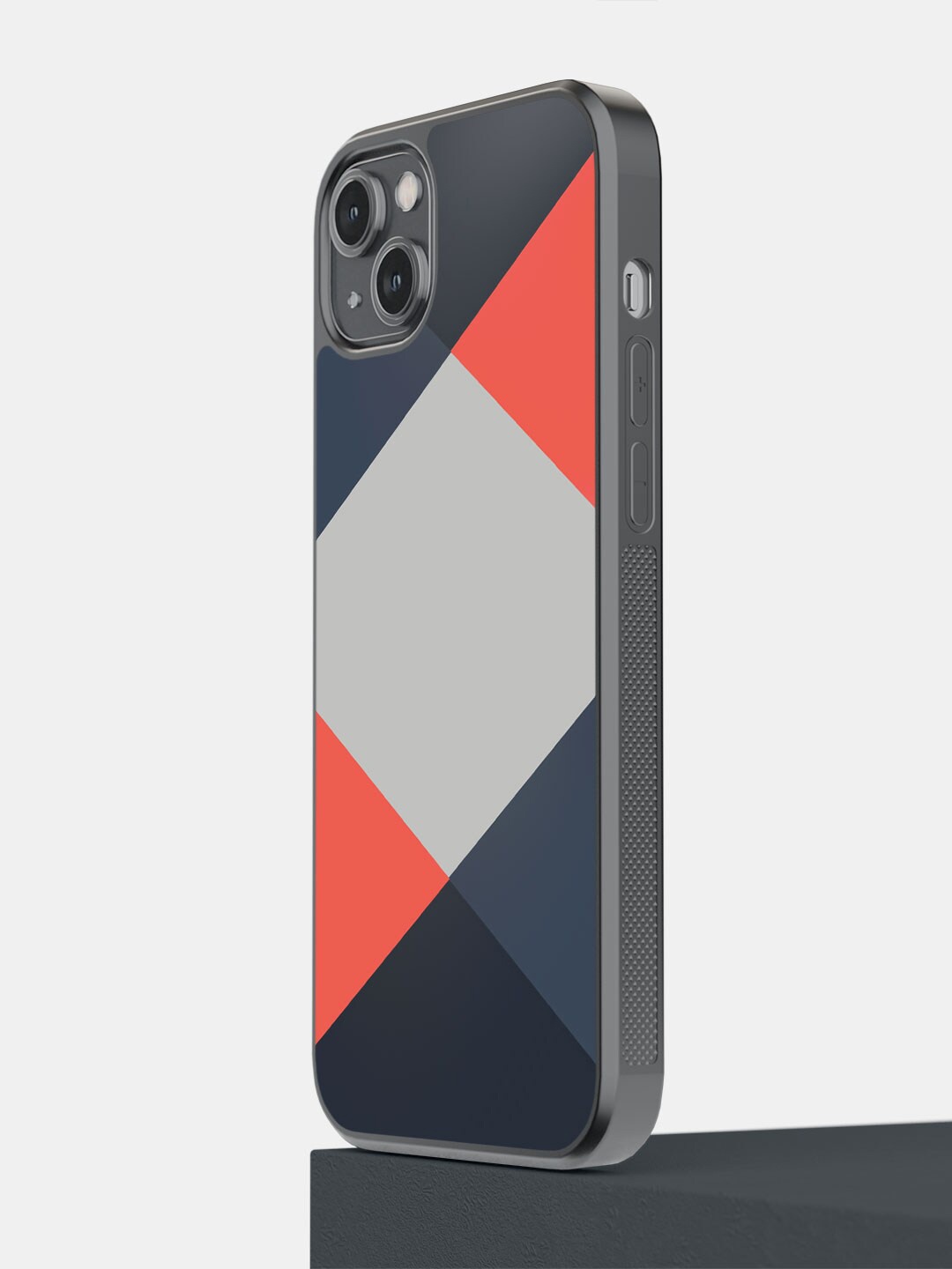 

macmerise Geometric Printed iPhone 14 Plus Bumper Case Cover, Navy blue