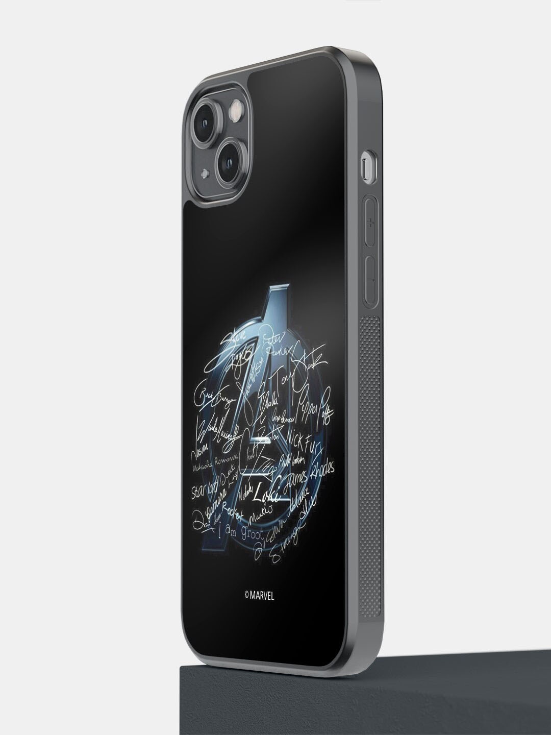 

macmerise Avengers Nostalgia Printed iPhone 14 Plus Phone Bumper Case Cover, Black