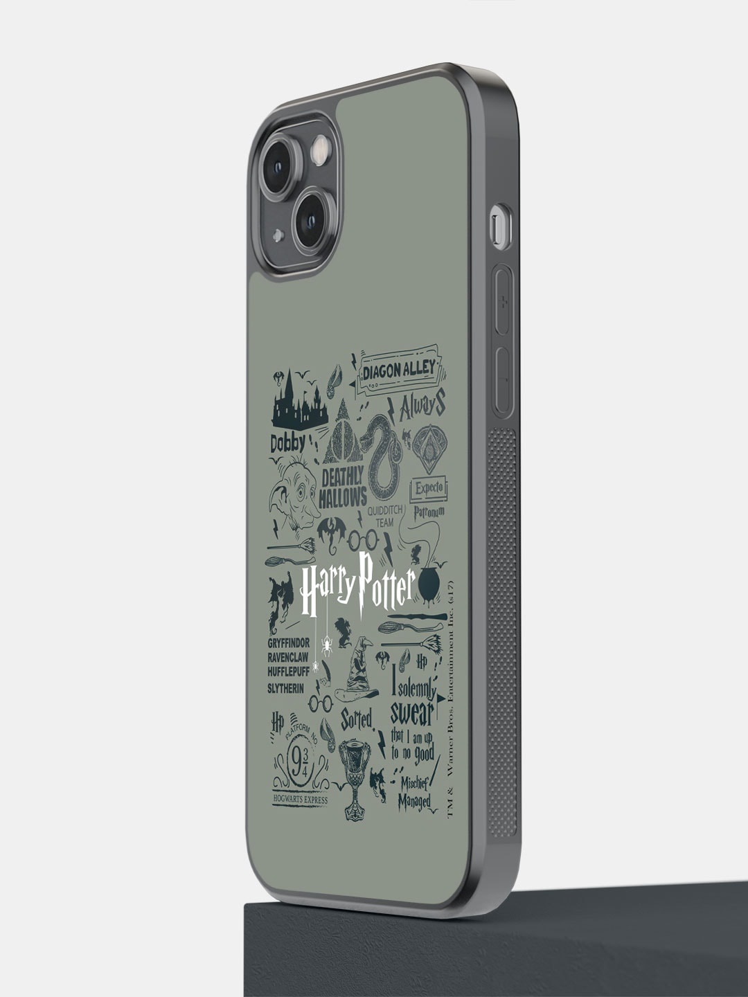 

macmerise Harry Potter Printed iPhone 14 Plus Bumper Case Cover, Grey