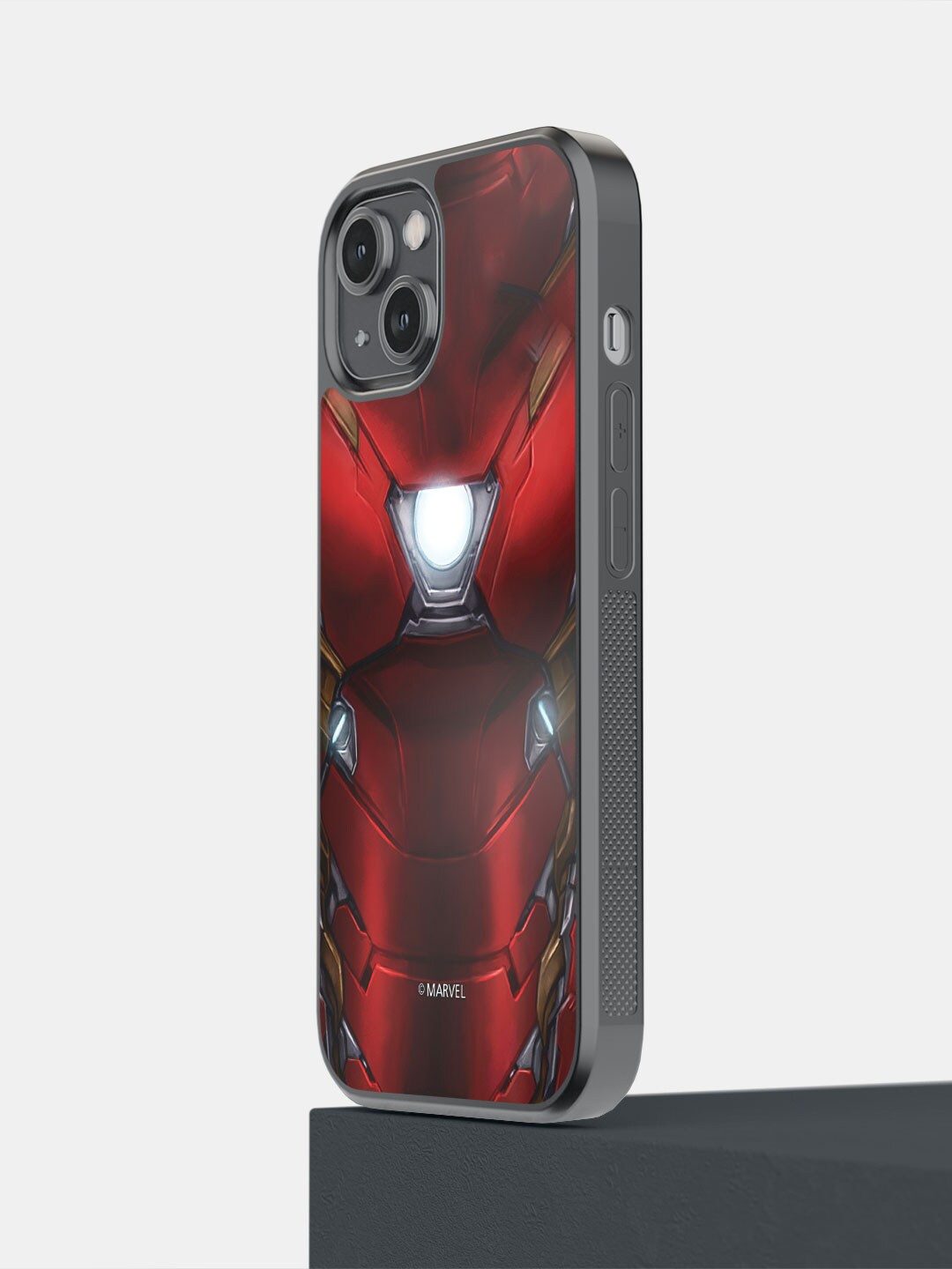 

Macmerise Iron Man Printed iPhone 14 Plus Bumper Phone Back Case, Red