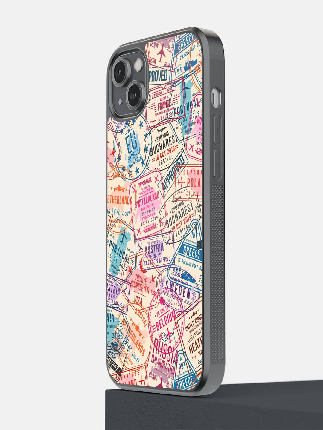 

Macmerise Immigration Stamps iPhone 14 Plus Bumper Case Cover, Beige