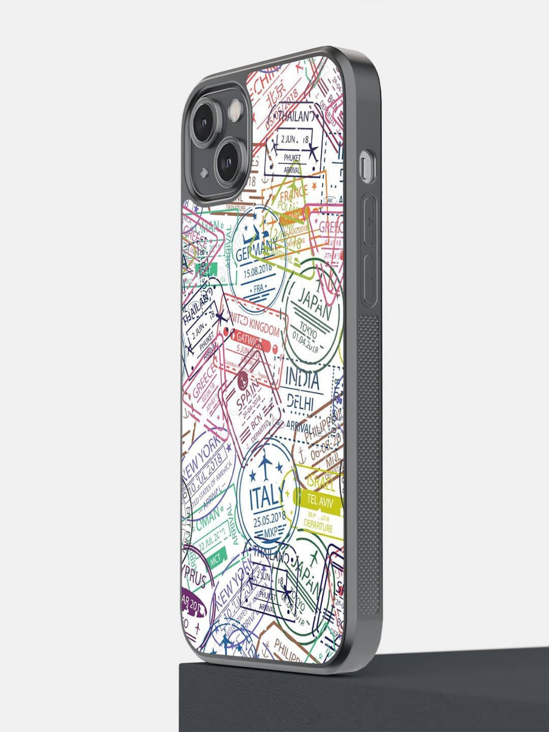 

macmerise Immigration Stamps White iPhone 14 Plus Bumper Case Cover