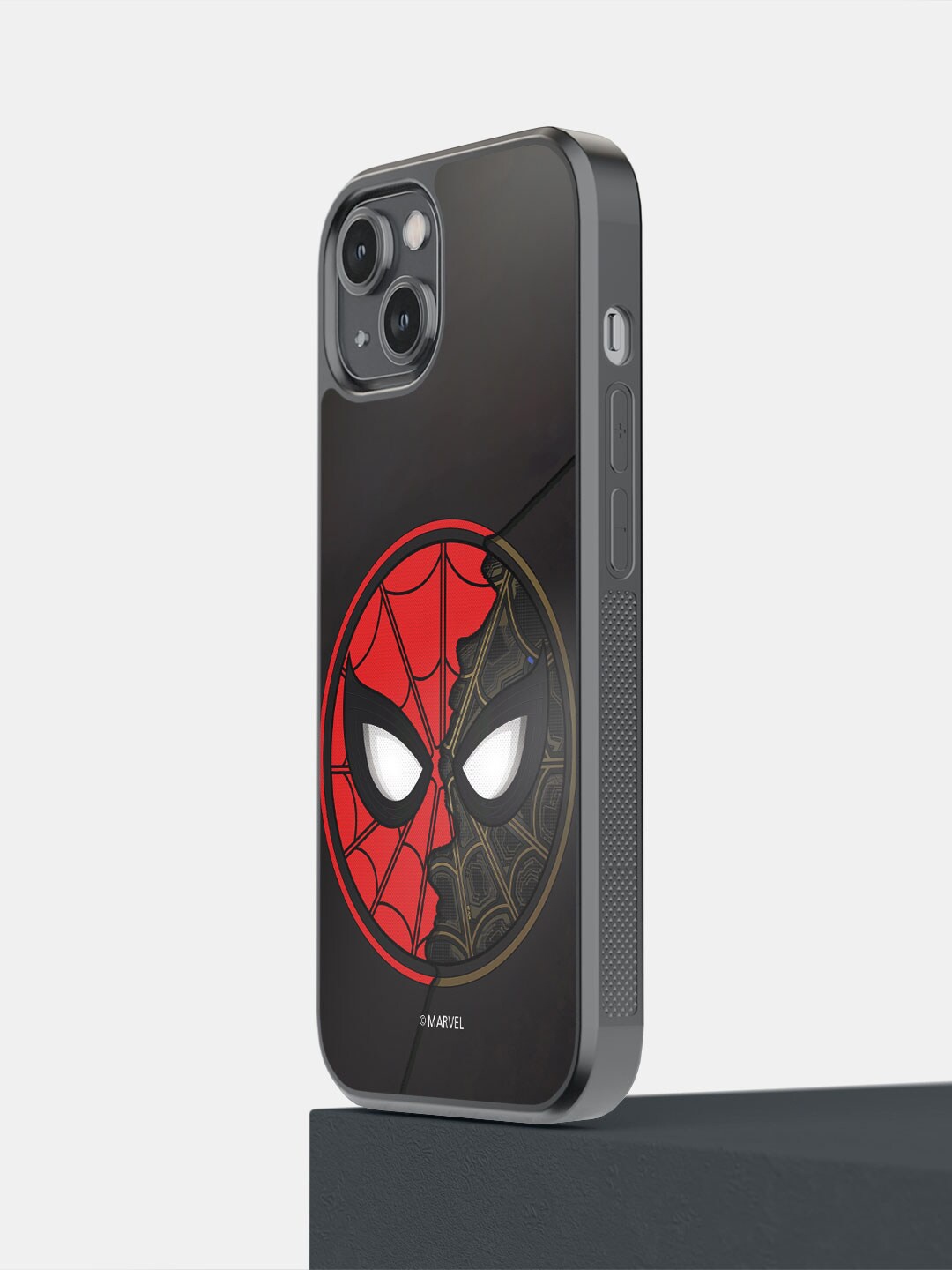 

macmerise Two Face Spidey Man Printed iPhone 14 Bumper Case, Black
