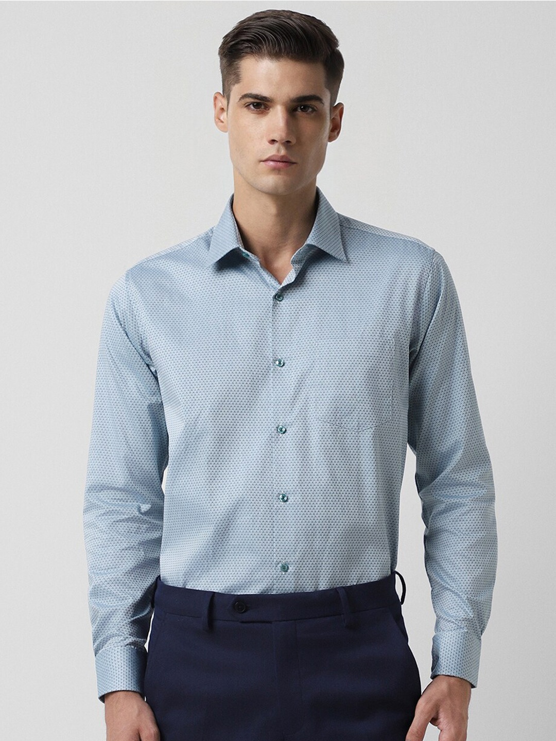 

Van Heusen Micro Ditsy Printed Pure Cotton Formal Shirt, Blue