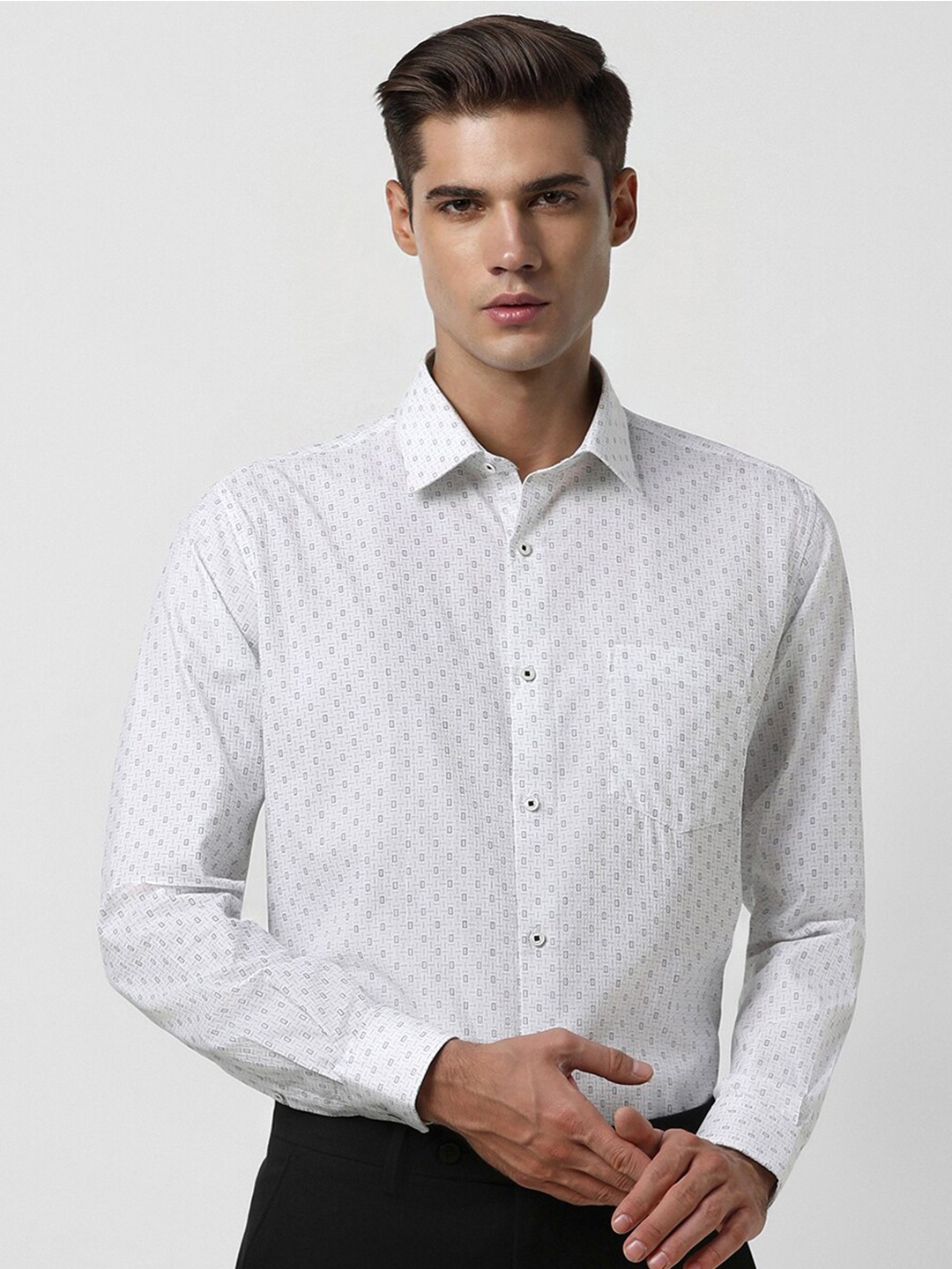 

Van Heusen Micro Ditsy Printed Pure Cotton Formal Shirt, White