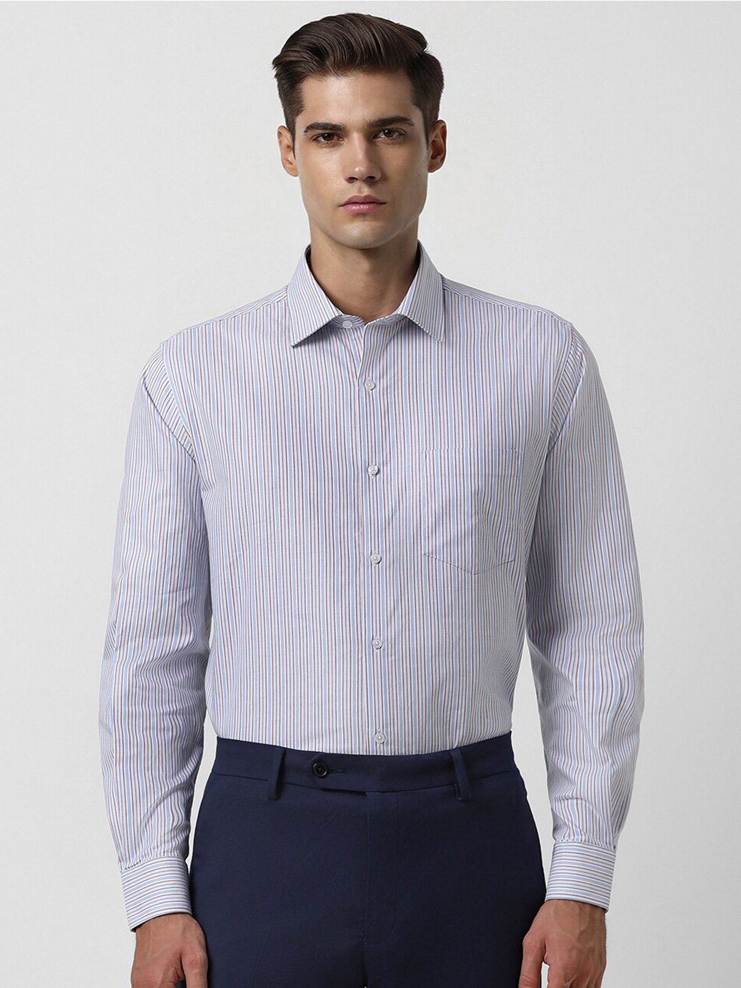 

Van Heusen Vertical Striped Cotton Formal Shirt, Blue