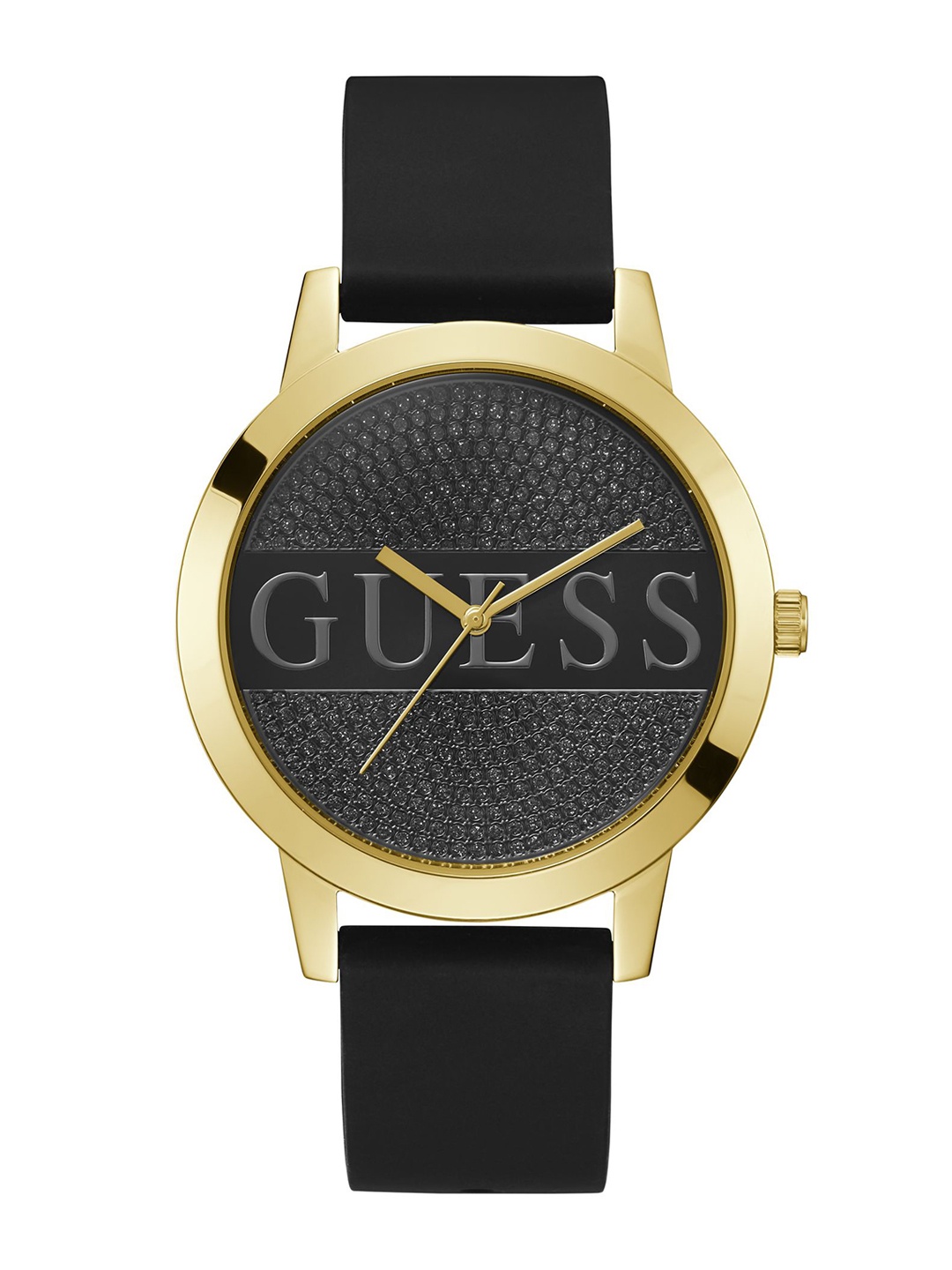 

GUESS Men Textured Dial & Silicon Straps Analogue Watch U1377G1M, Black