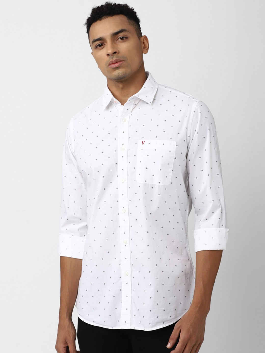 

Van Heusen Sport Slim Fit Conversational Printed Pure Cotton Casual Shirt, White