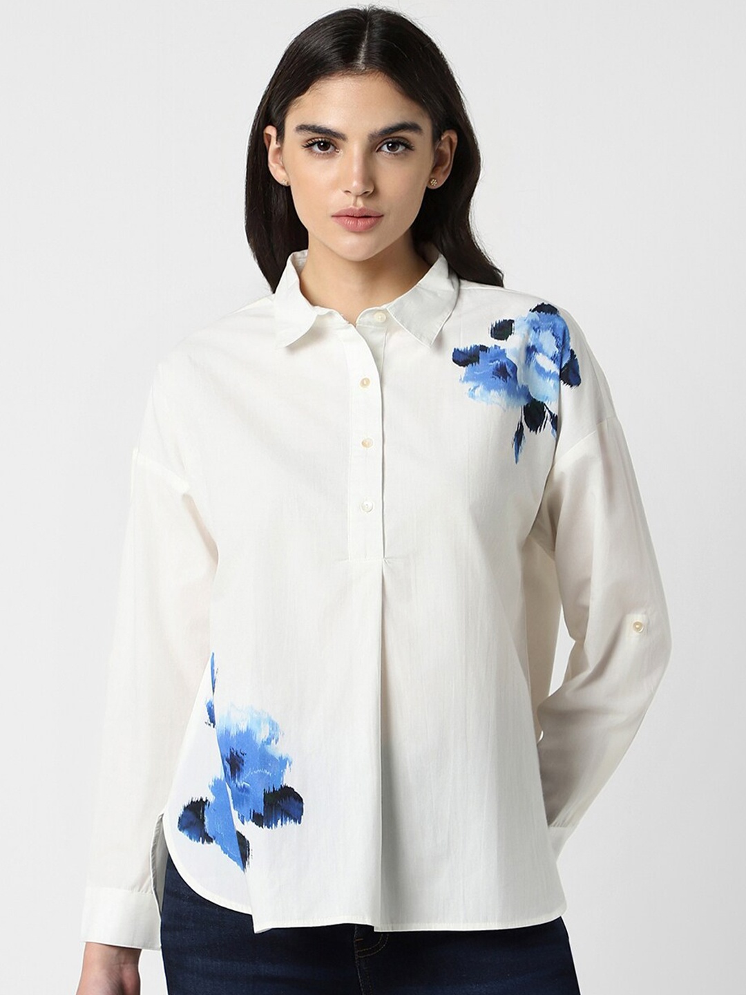 

Van Heusen Woman Floral Printed Cotton Casual Shirt, White