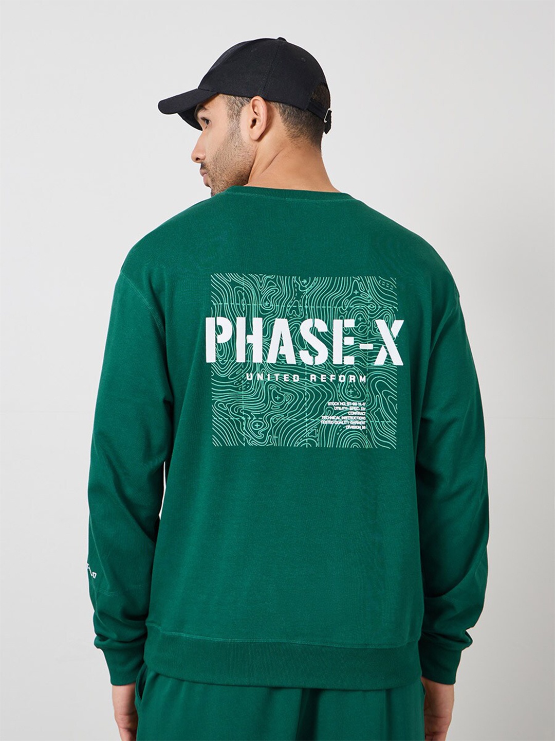 

Styli Green Rubber HD Back Print Knit Sweatshirt