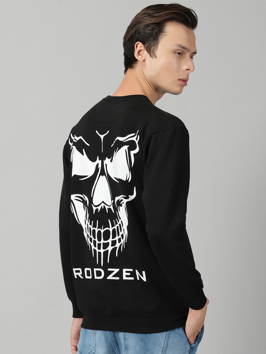 

Rodzen Graphic Printed Fleece Pullover Sweatshirt, Black