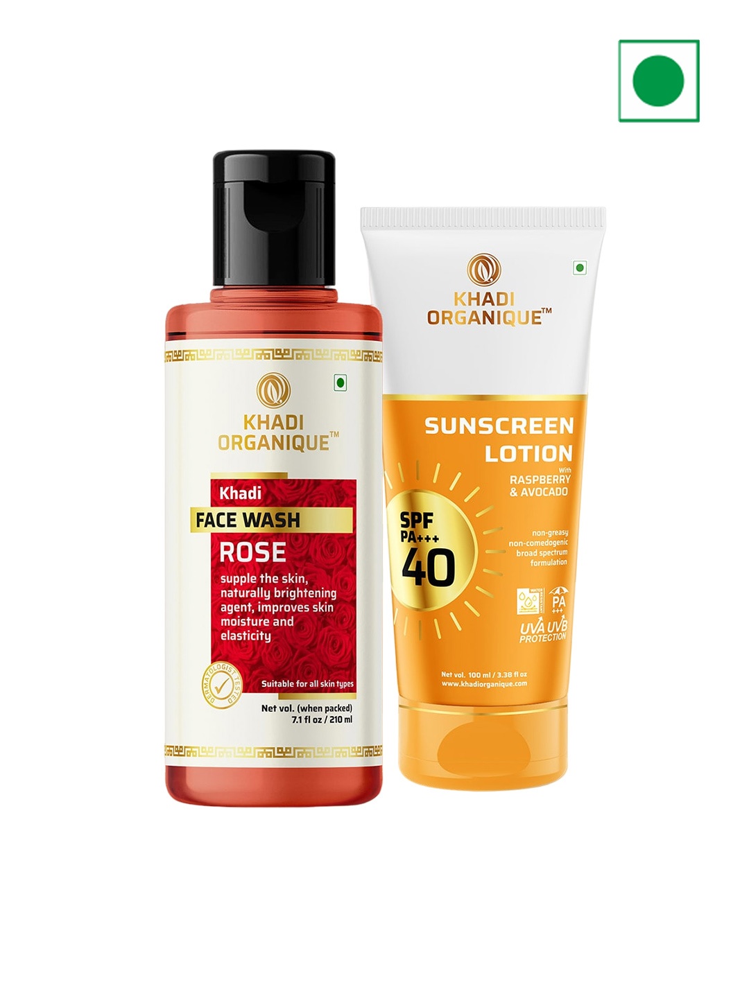 

Khadi Organique Pack of 2 Rose Face Wash & Sunscreen Spf 40, Na