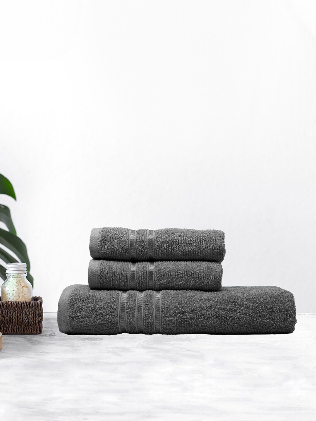 

MYTRIDENT Grey 3 Pieces Anti-Bacterial Cotton 400 GSM Reversible Bath & Hand Towels