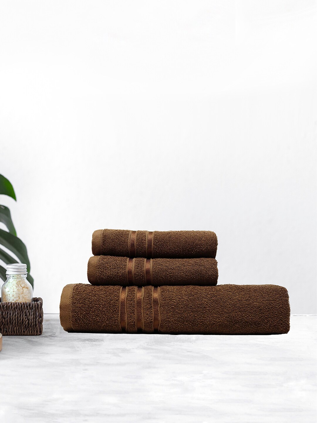 

MYTRIDENT Brown 3-Pieces 400 GSM Terry Cotton Towel Set