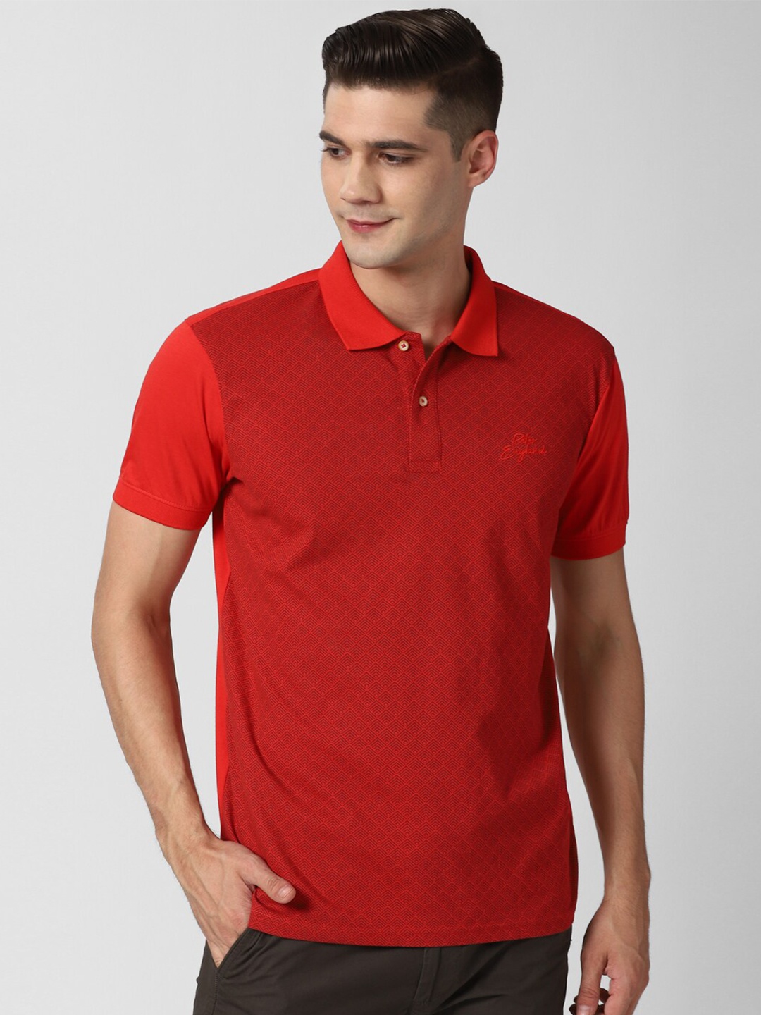 

Peter England Casuals Polo Collar Slim Fit T-shirt, Red