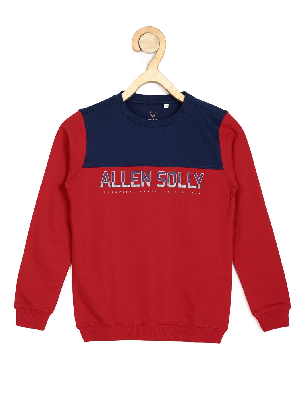 

Allen Solly Junior Boys Colourblocked Pure Cotton Pullover, Red