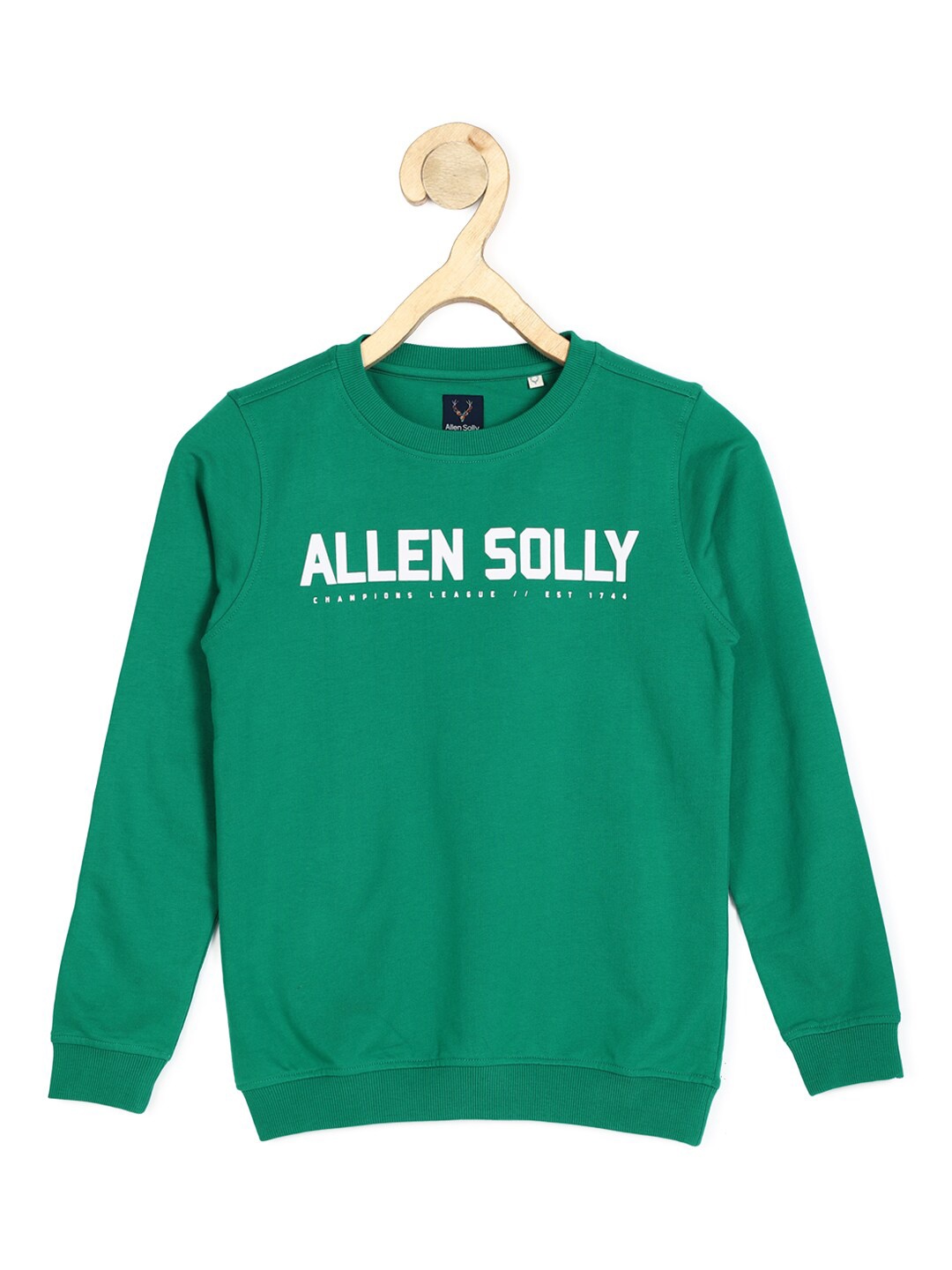 

Allen Solly Junior Boys Typography Printed Pure Cotton Pullover, Green
