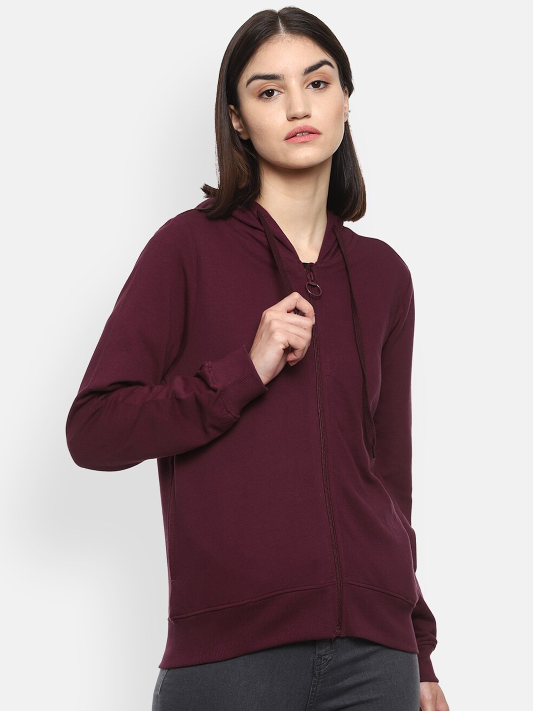 

Van Heusen Woman Long Sleeves Hooded Pullover, Maroon