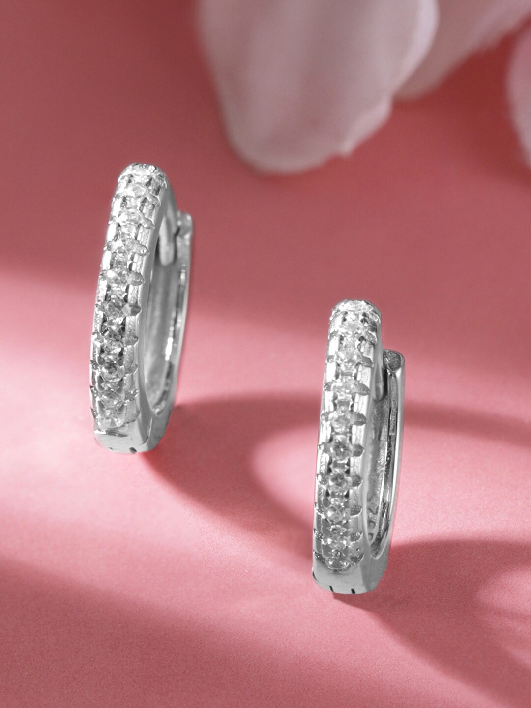 

Rubans Rhodium-Plated Circular Hoop Earrings, Silver
