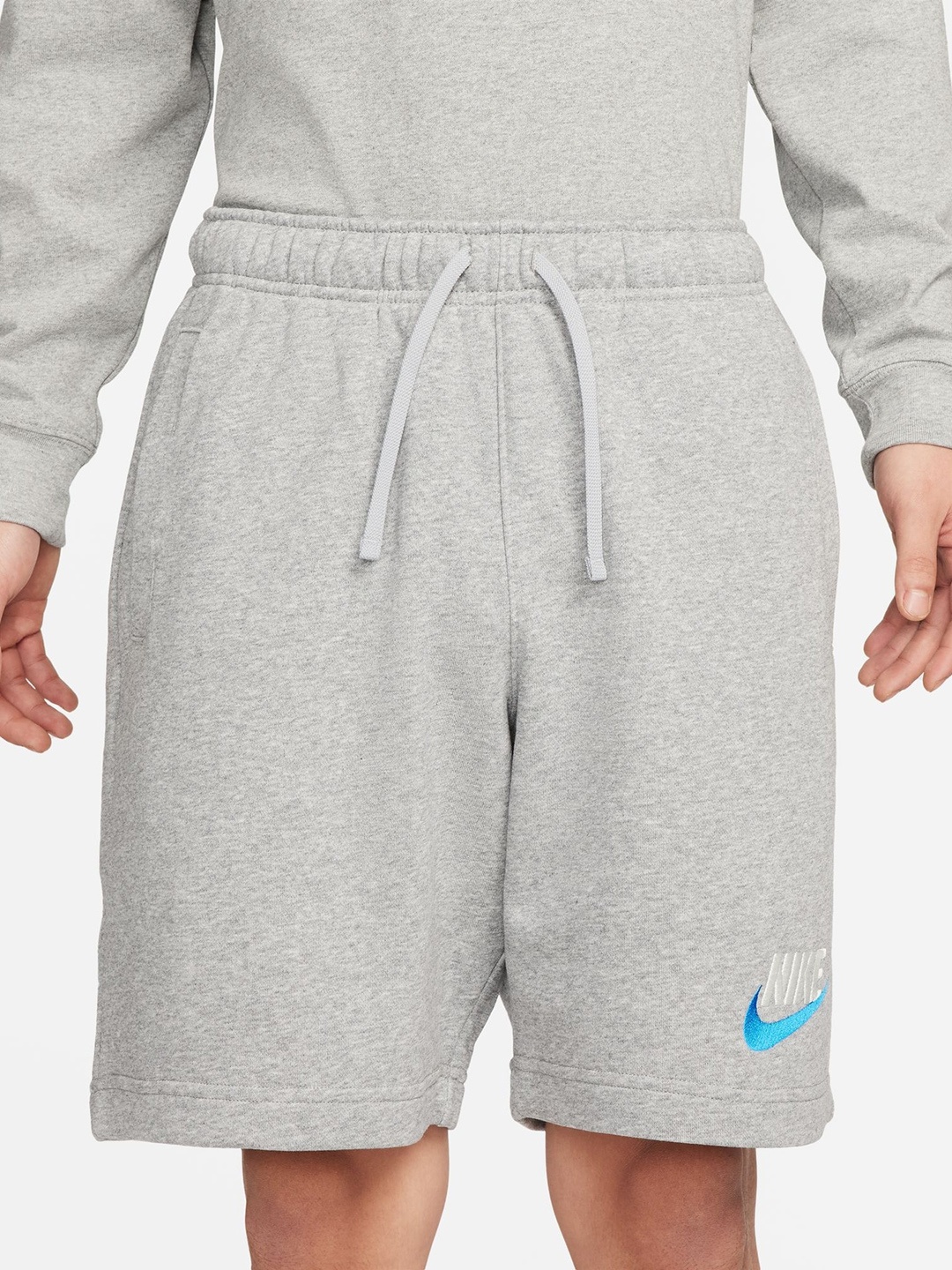 

Nike Men Club Men French Terry Brand Logo Printed Sports Shorts, Grey