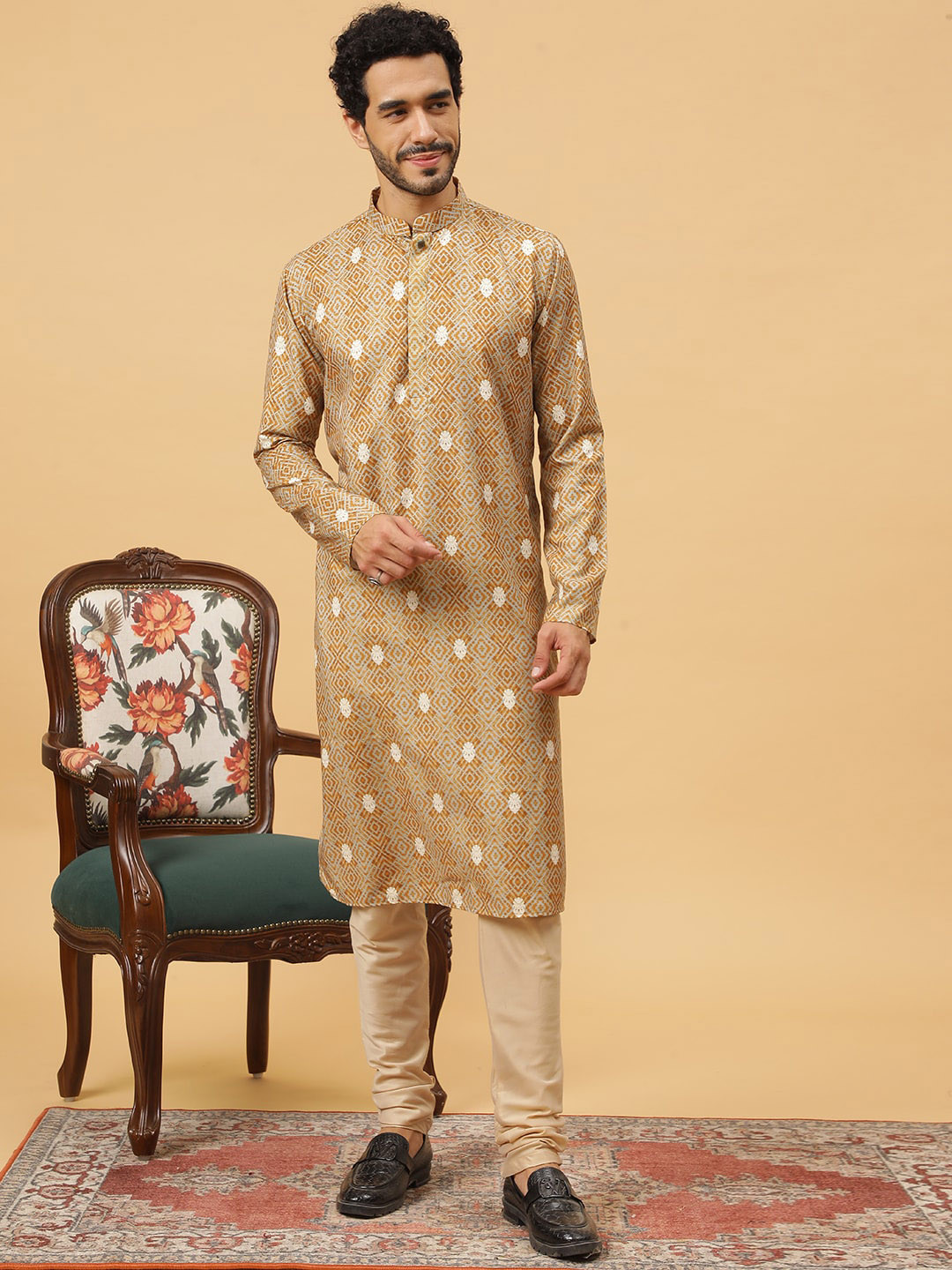 

TABARD Geometric Printed Pure Cotton Straight Kurta, Mustard