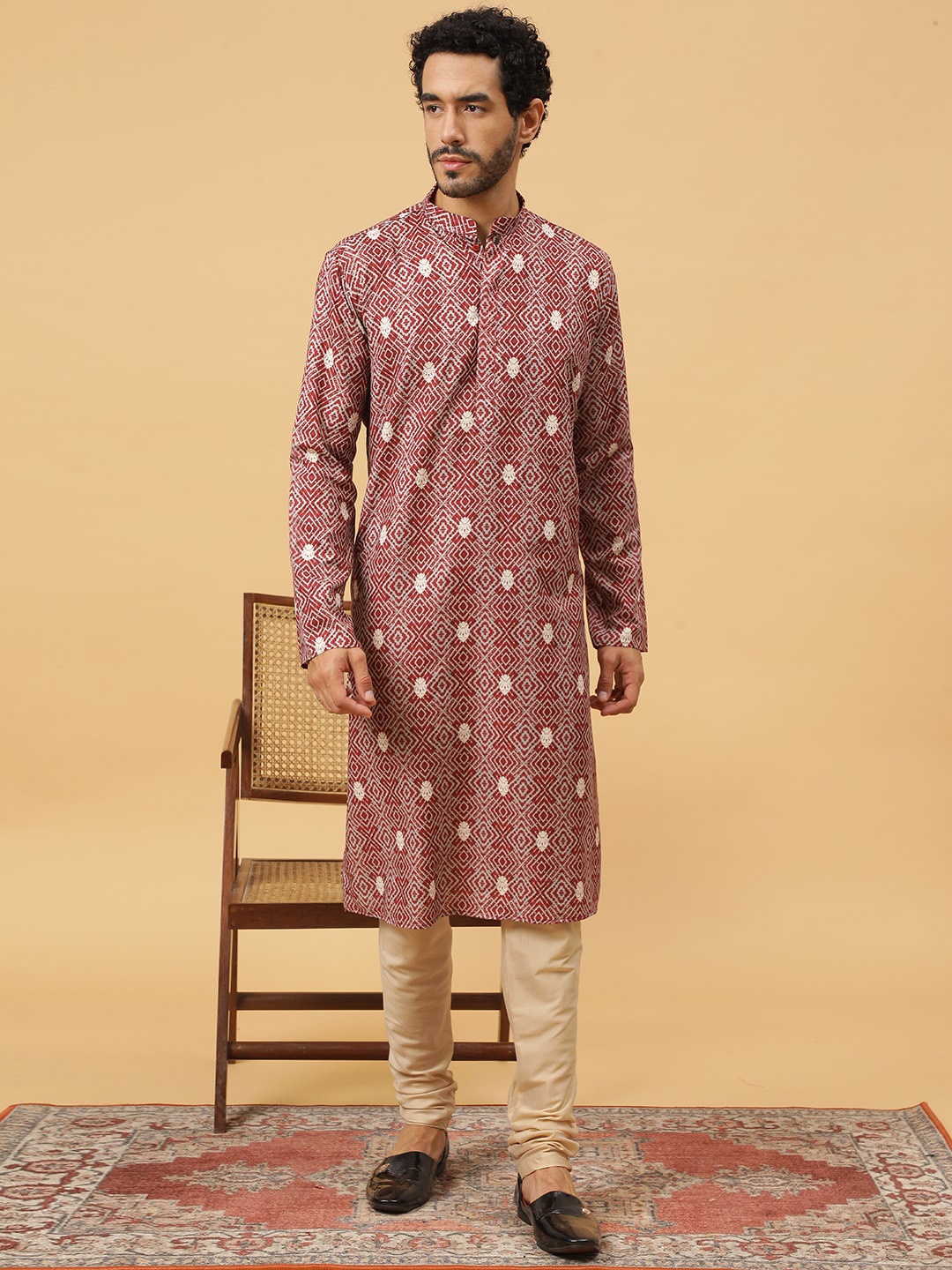 

TABARD Geometric Printed Pure Cotton Straight Kurta, Maroon