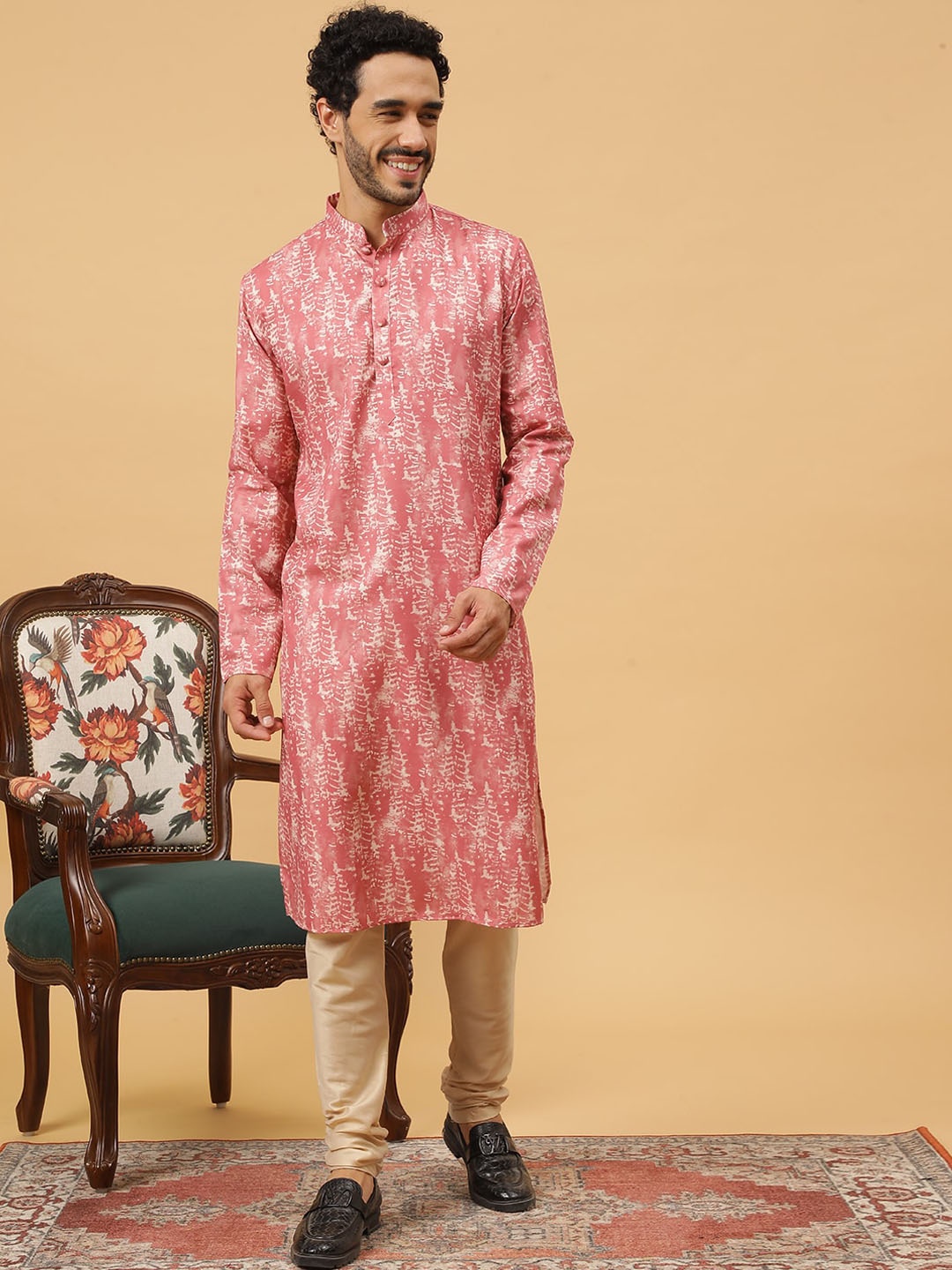 

TABARD Abstract Printed Pure Cotton Straight Kurta, Pink
