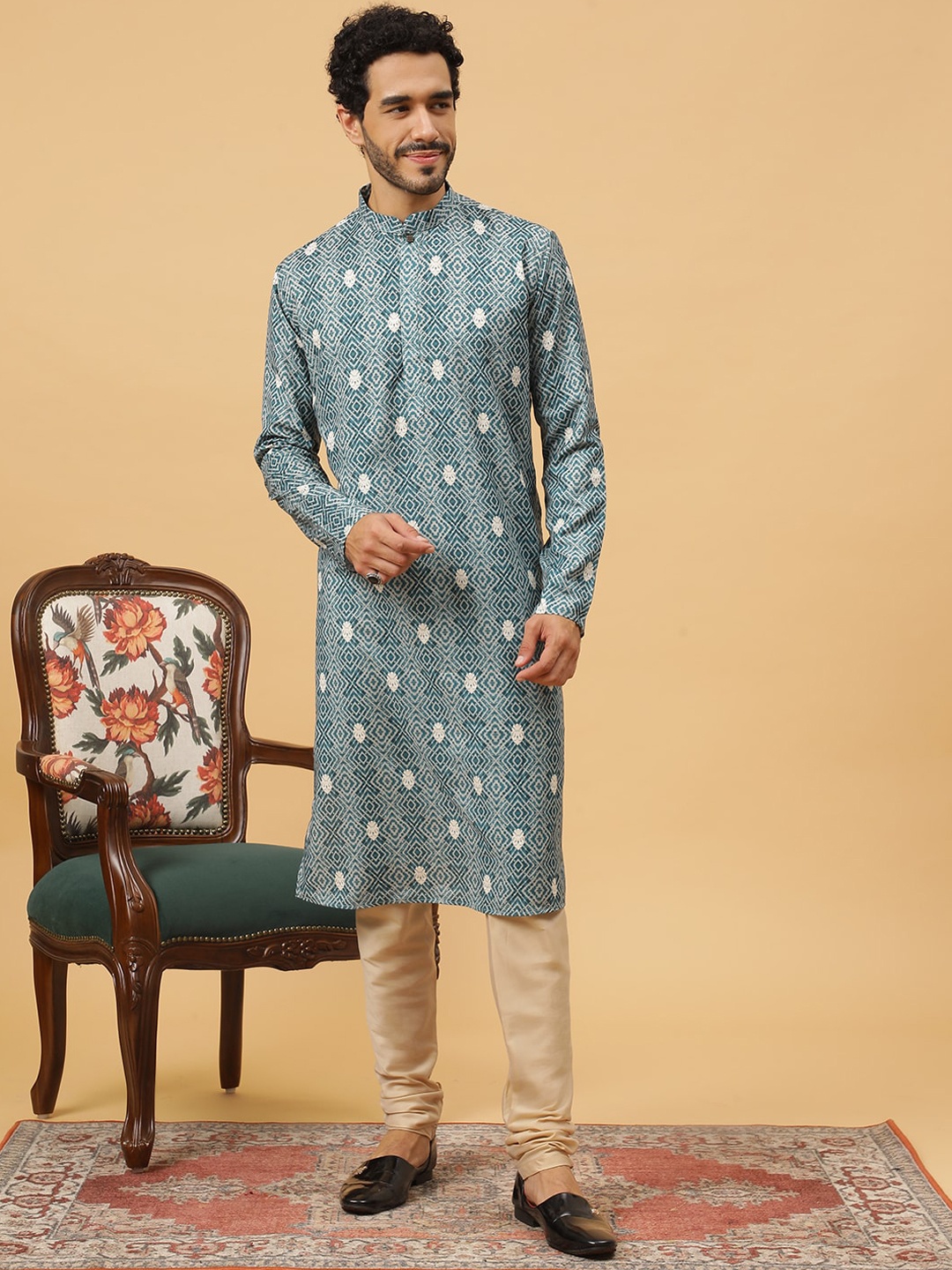 

TABARD Geometric Printed Pure Cotton Straight Kurta, Blue