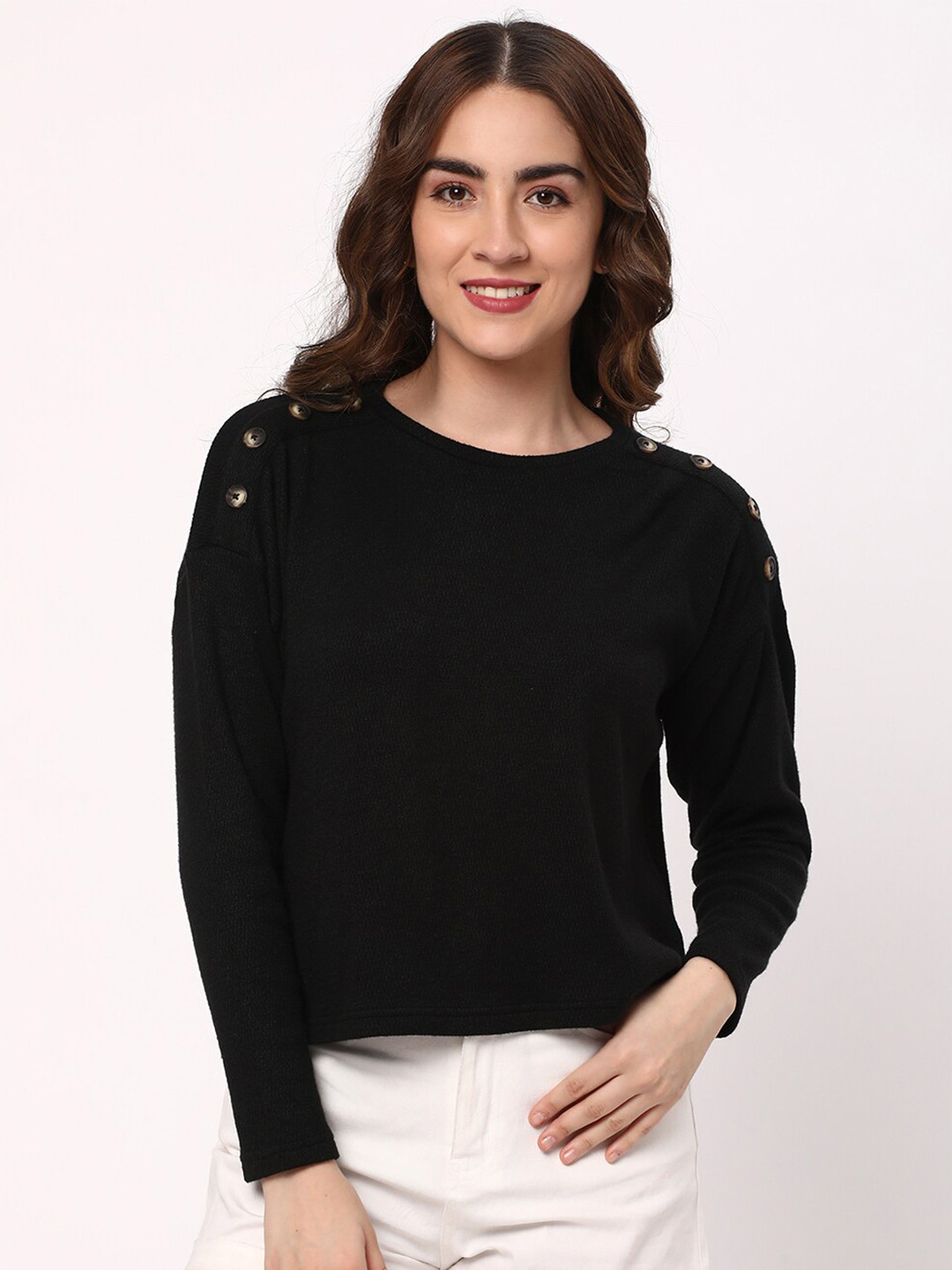 

R&B Long Sleeves Regular Top, Black