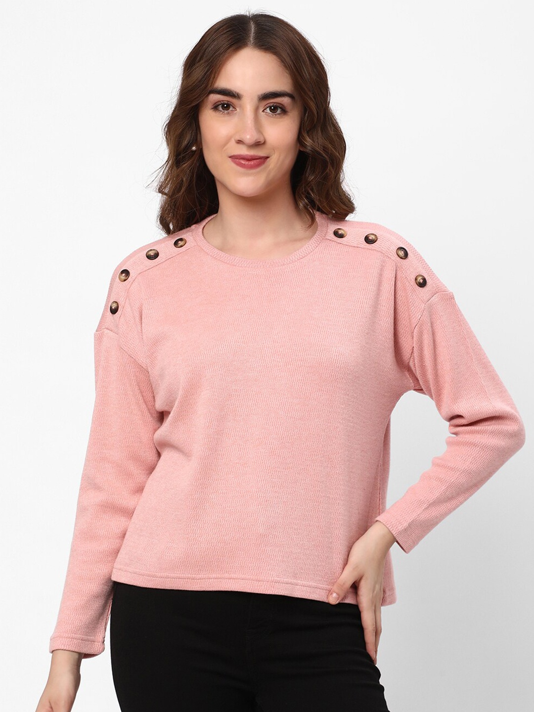 

R&B Round Neck Top, Pink