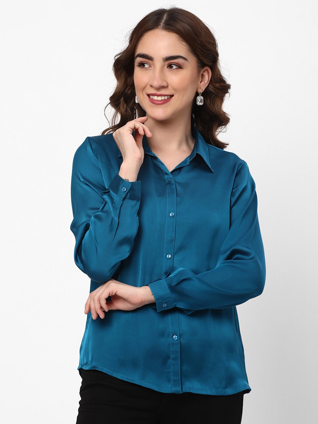 

R&B Spread Collar Casual Shirt, Blue