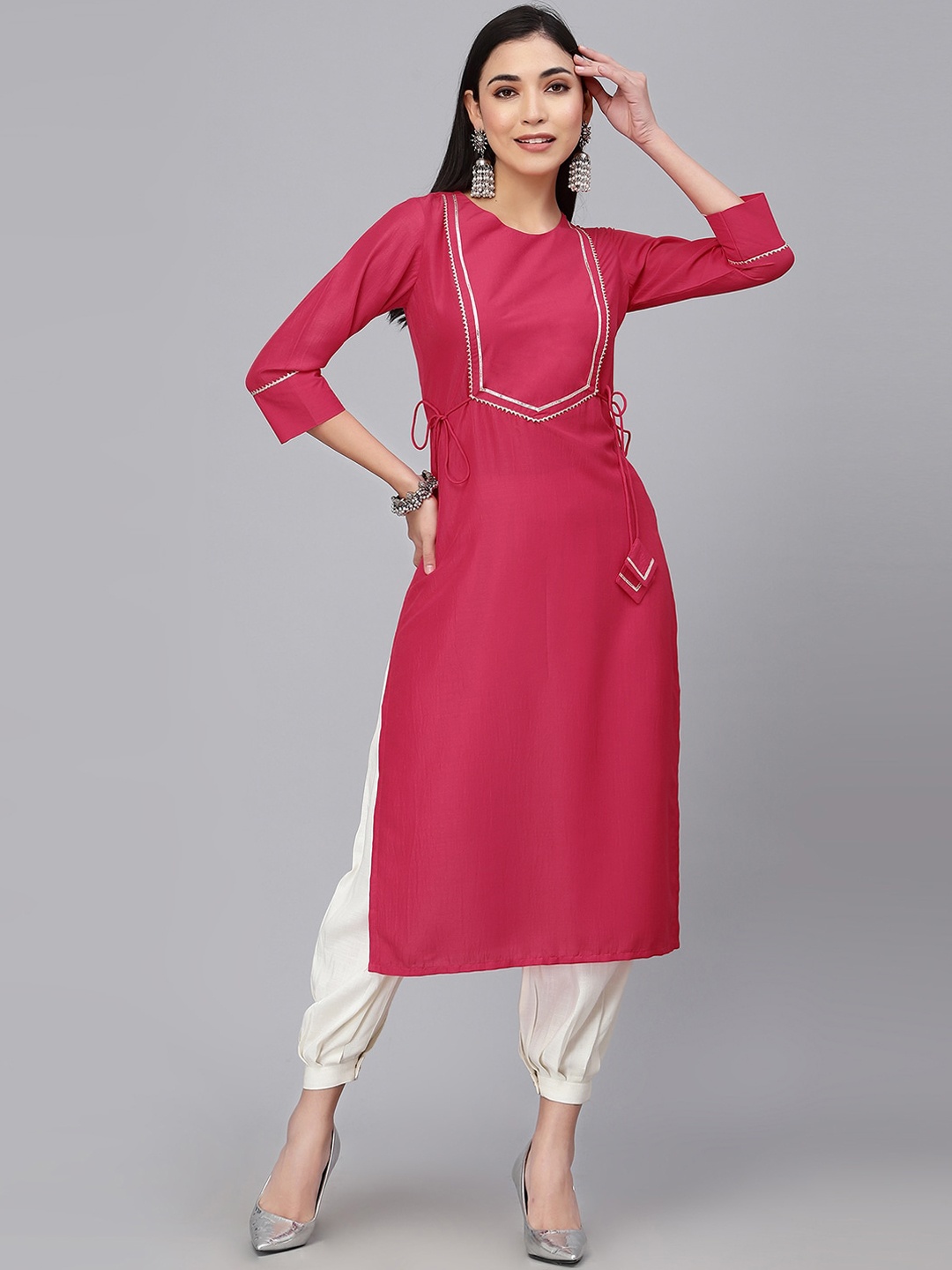 

SKYLEE Gotta Patti Straight Kurta, Pink