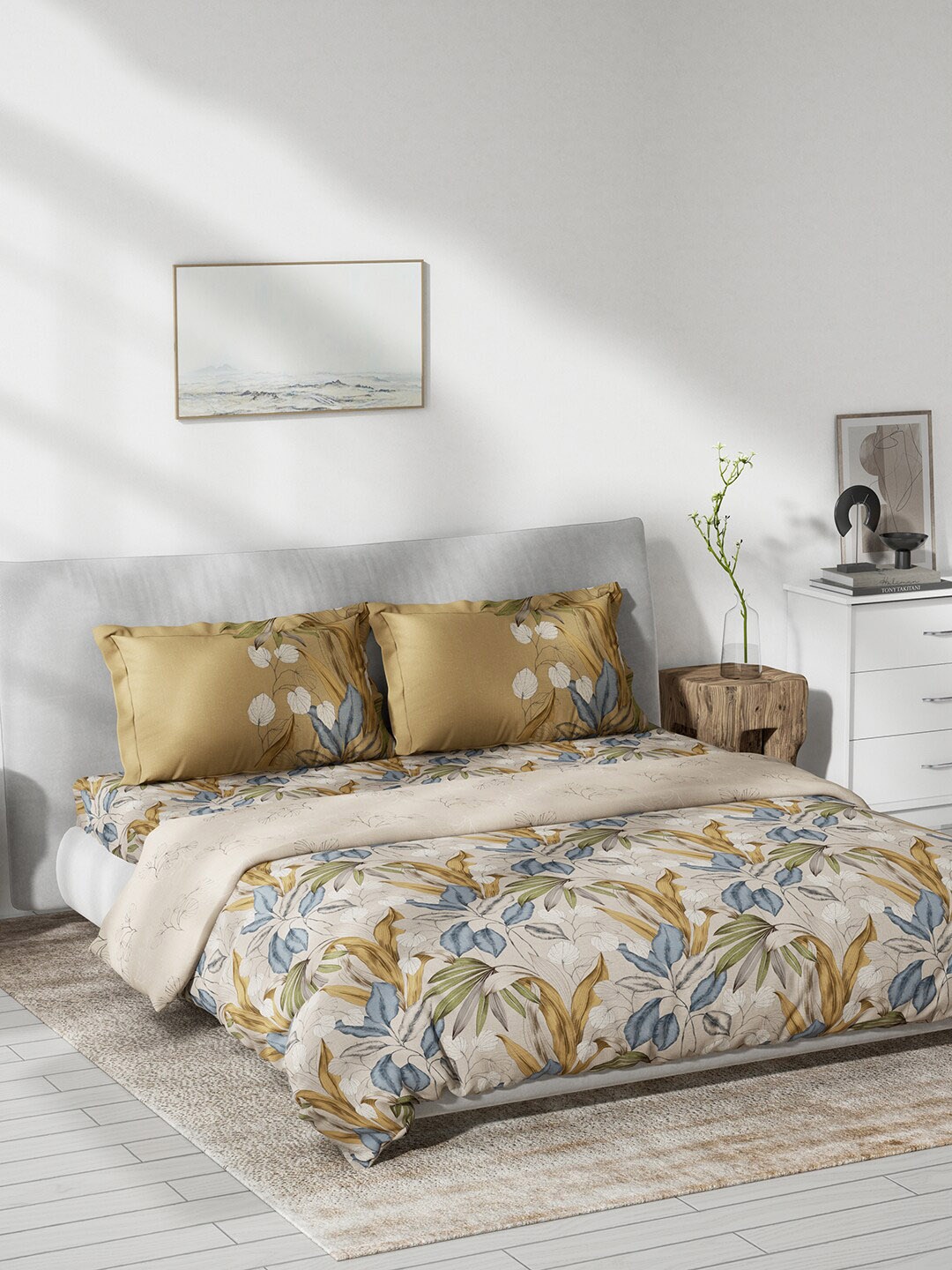 

DDecor Beige Cotton Double Queen Bedding Set