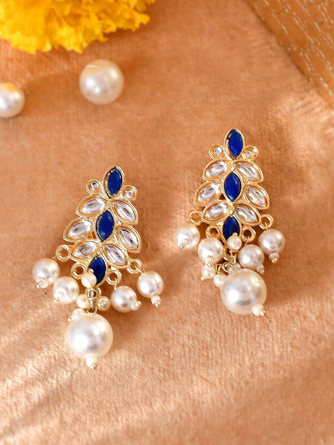 

AQUASTREET Gold-Plated Enamel Simple Drop Traditional Earrings