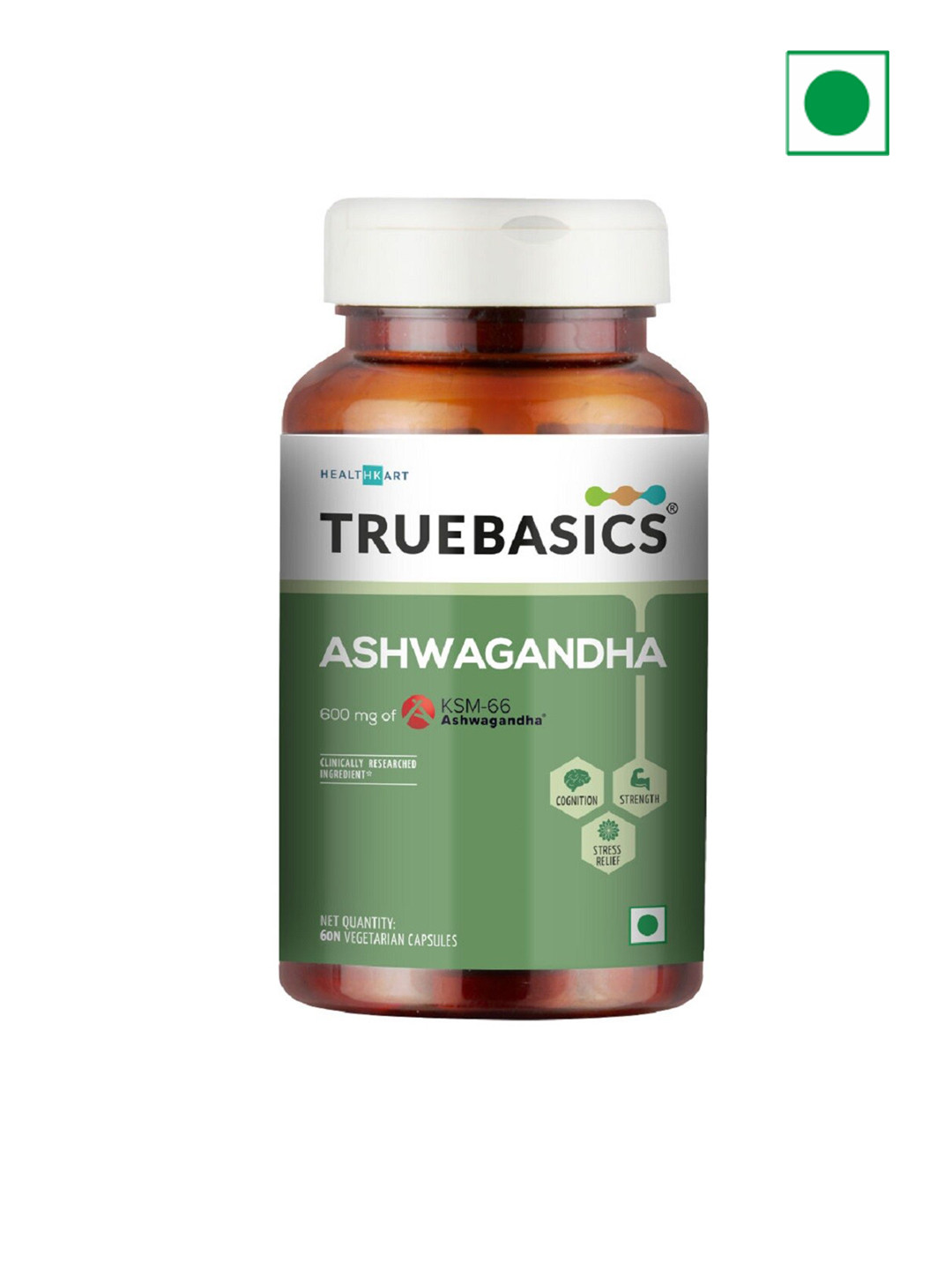 

TrueBasics KSM 66 Ashwagandha Capsules - 60 Capsules, White