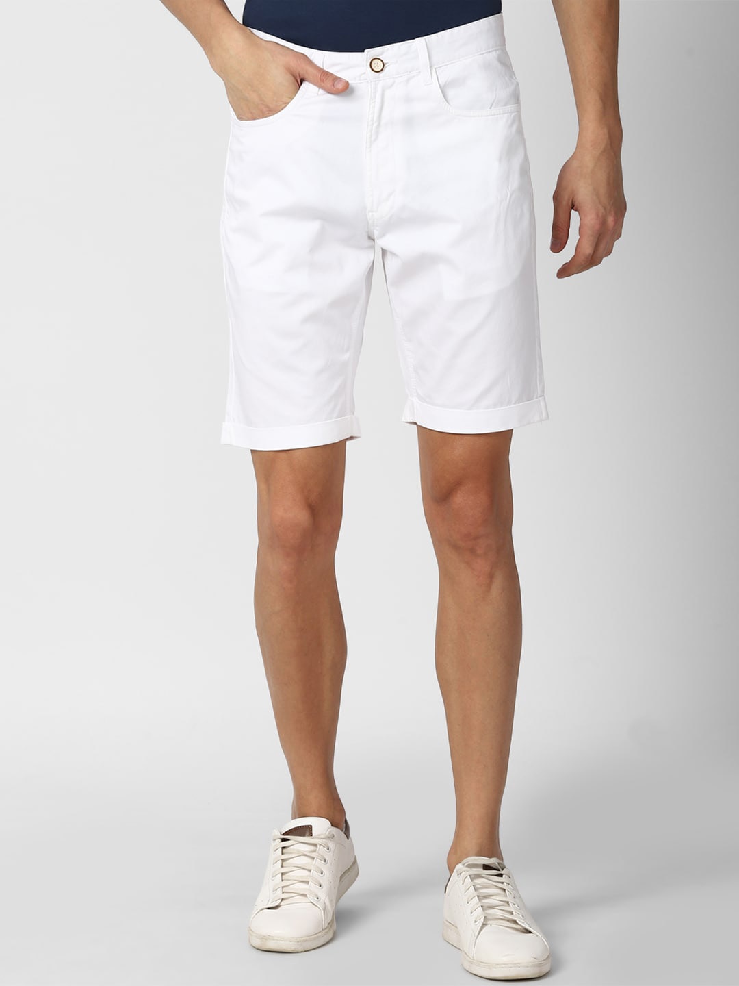 

PETER ENGLAND UNIVERSITY Men Mid-Rise Pure Cotton Chino Shorts, White