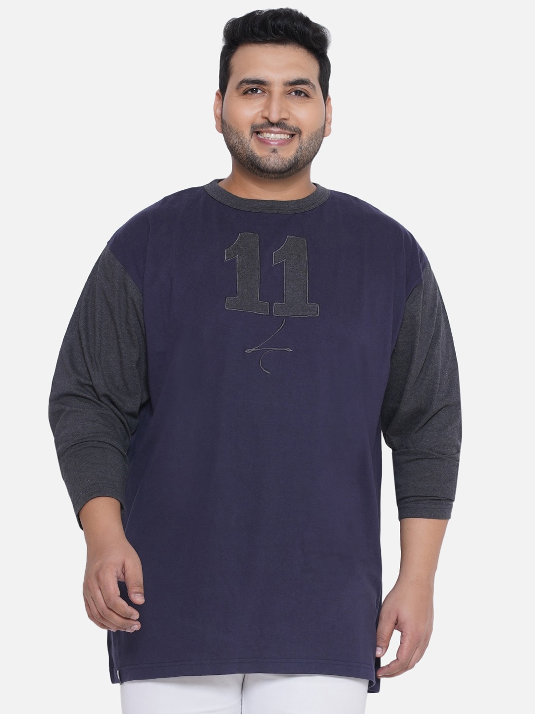 

Santonio Plus Size Typography Printed Pure Cotton T-shirt, Blue